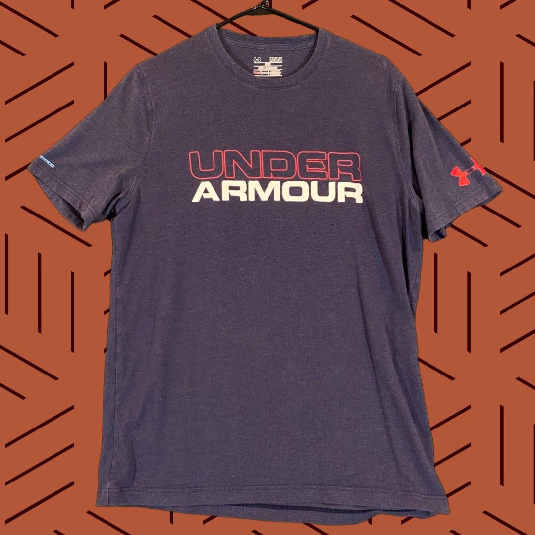 Under Armour Under Armour Shirt Mens Medium Blue Red White Heatgear Tee Short Sleeve Shirt Size US M / EU 48-50 / 2 - 1 Thumbnail