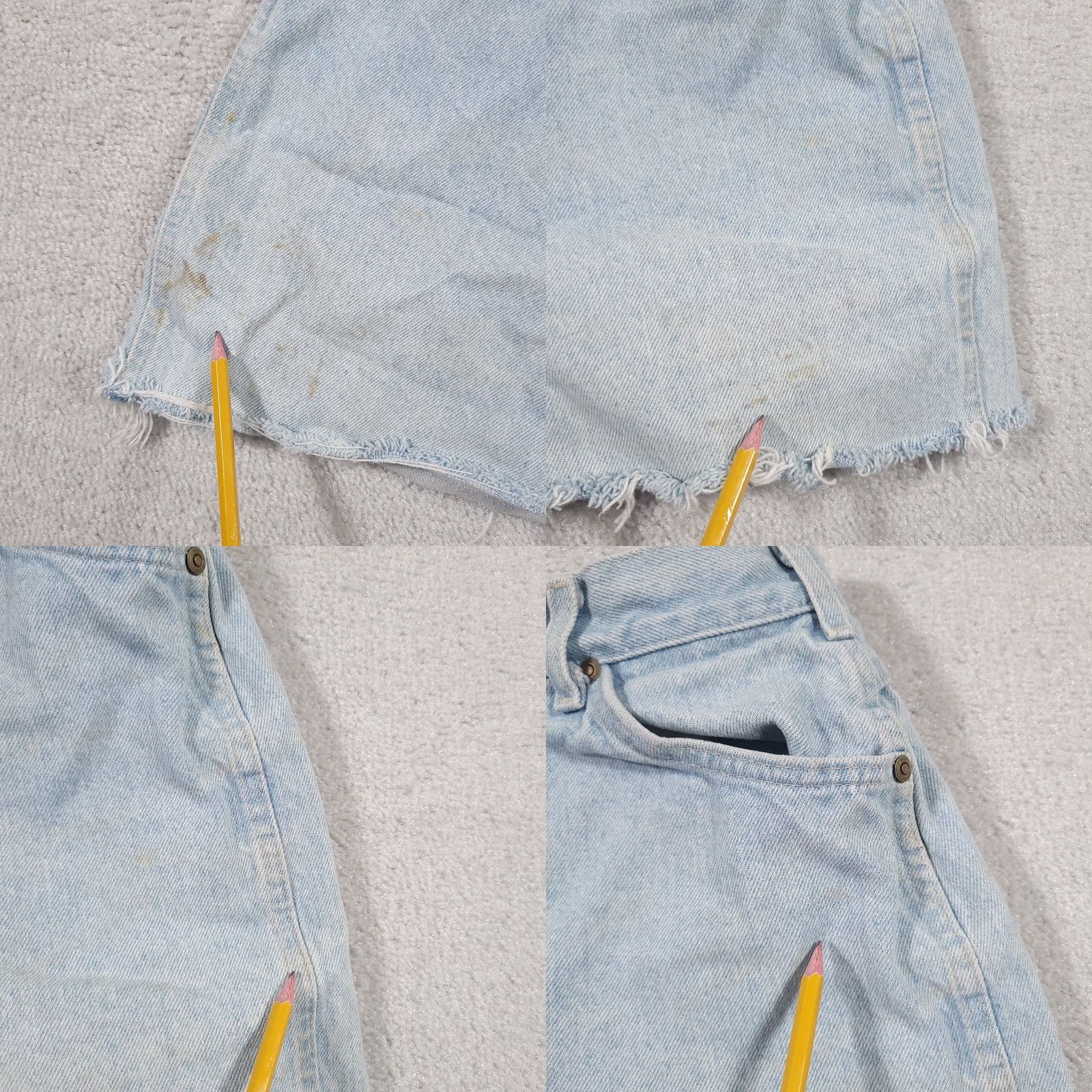 Lee VINTAGE Lee Mom Jean Cut Off Shorts 12M High Rise USA Blue Distressed Stained Size 34" / US 12 / IT 48 - 8 Thumbnail