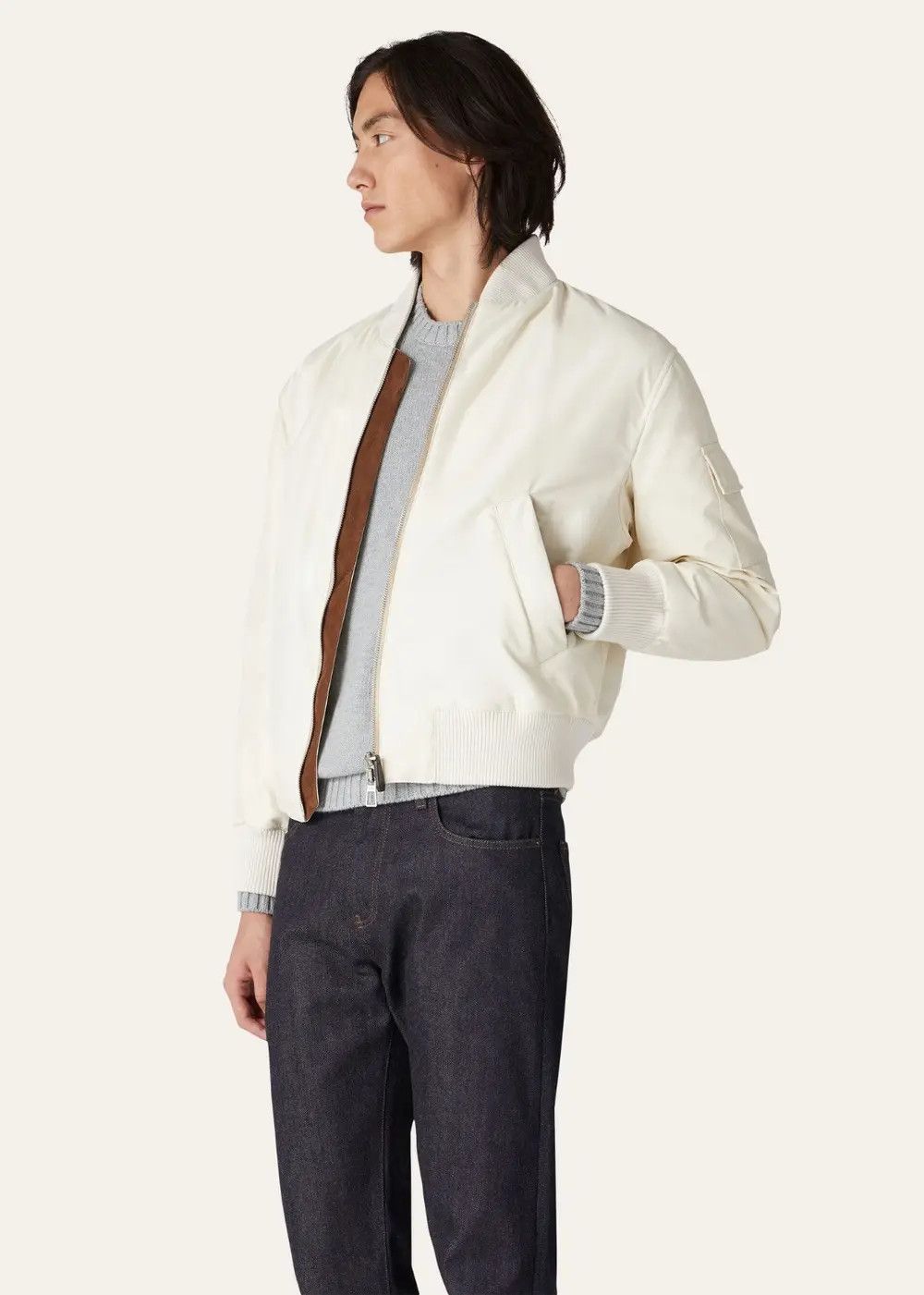 Loro Piana o1srvl11e0326 Roys Nylon Twill Bomber Jacket in White Size US M / EU 48-50 / 2 - 5 Thumbnail