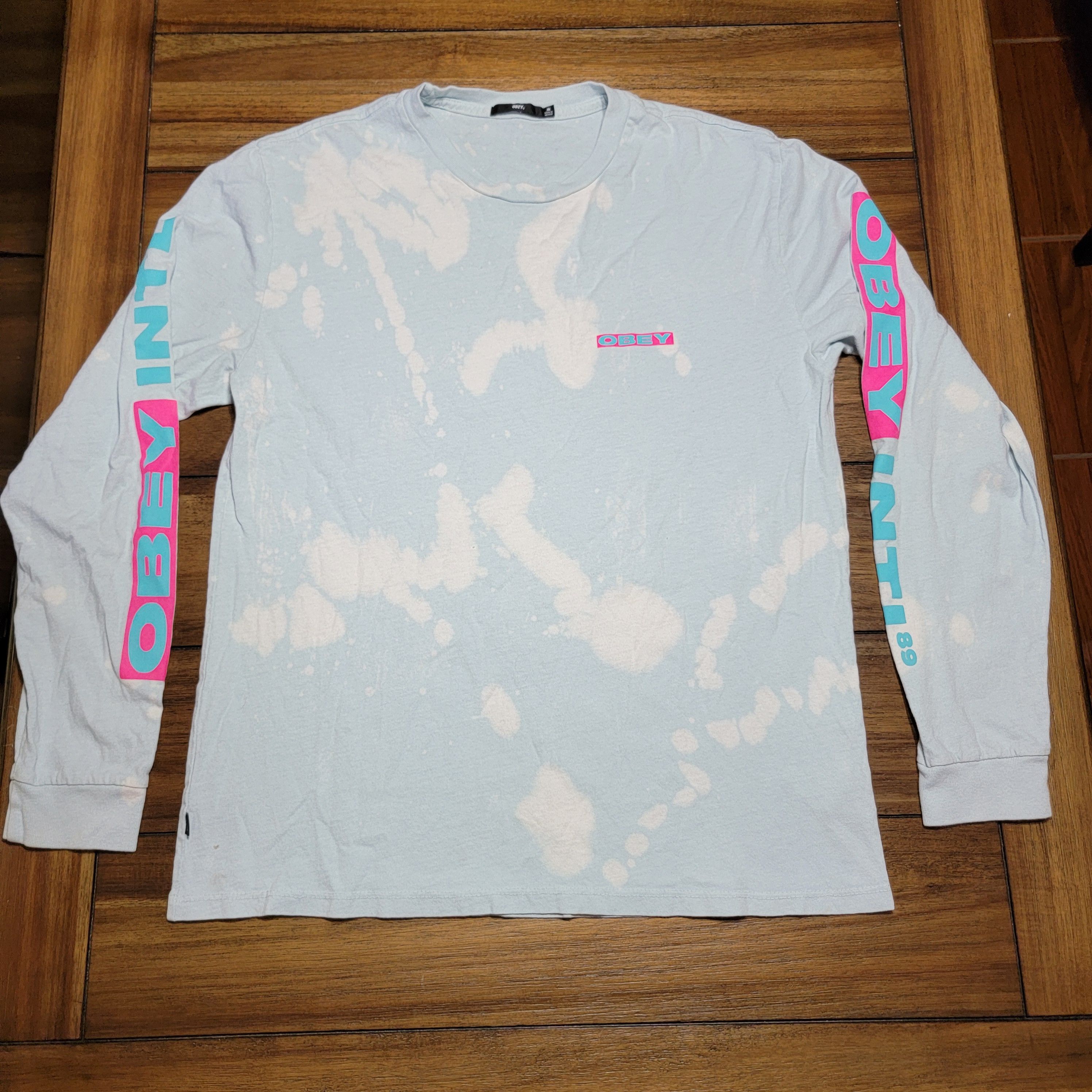 Obey Obey LS Lt Blue & White Tie-Dye Unisex Tee - Size Medium Size M / US 6-8 / IT 42-44 - 1 Thumbnail