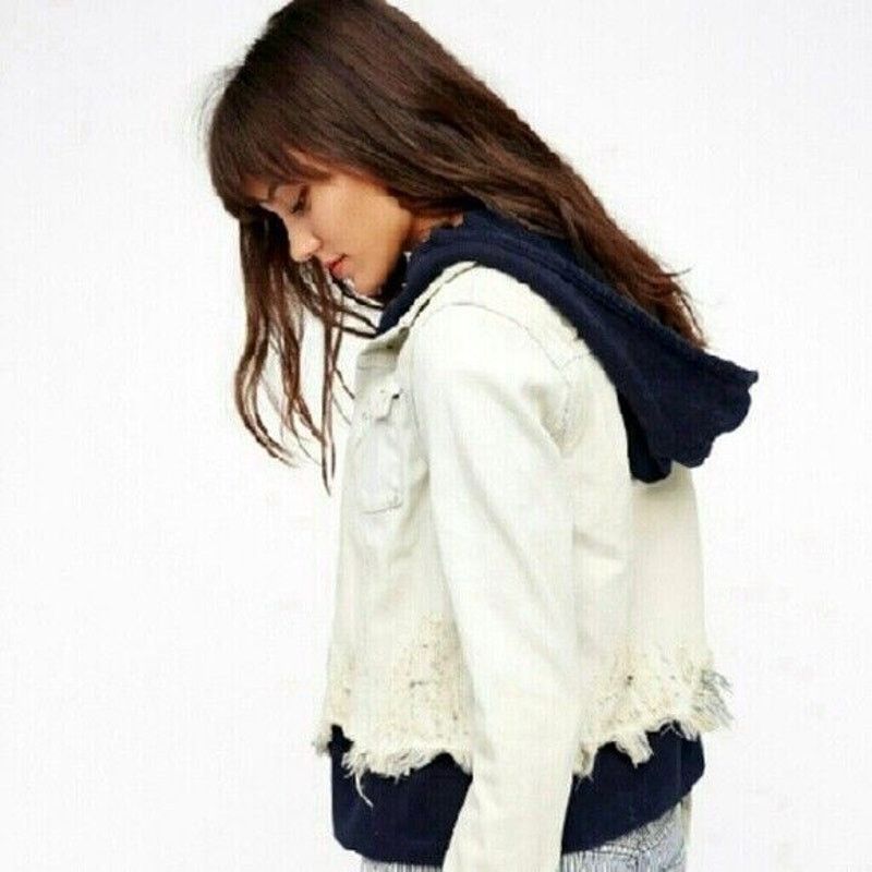 Free People New Free People Double Weave Denim Jacket $148 SMALL White Size S / US 4 / IT 40 - 5 Thumbnail