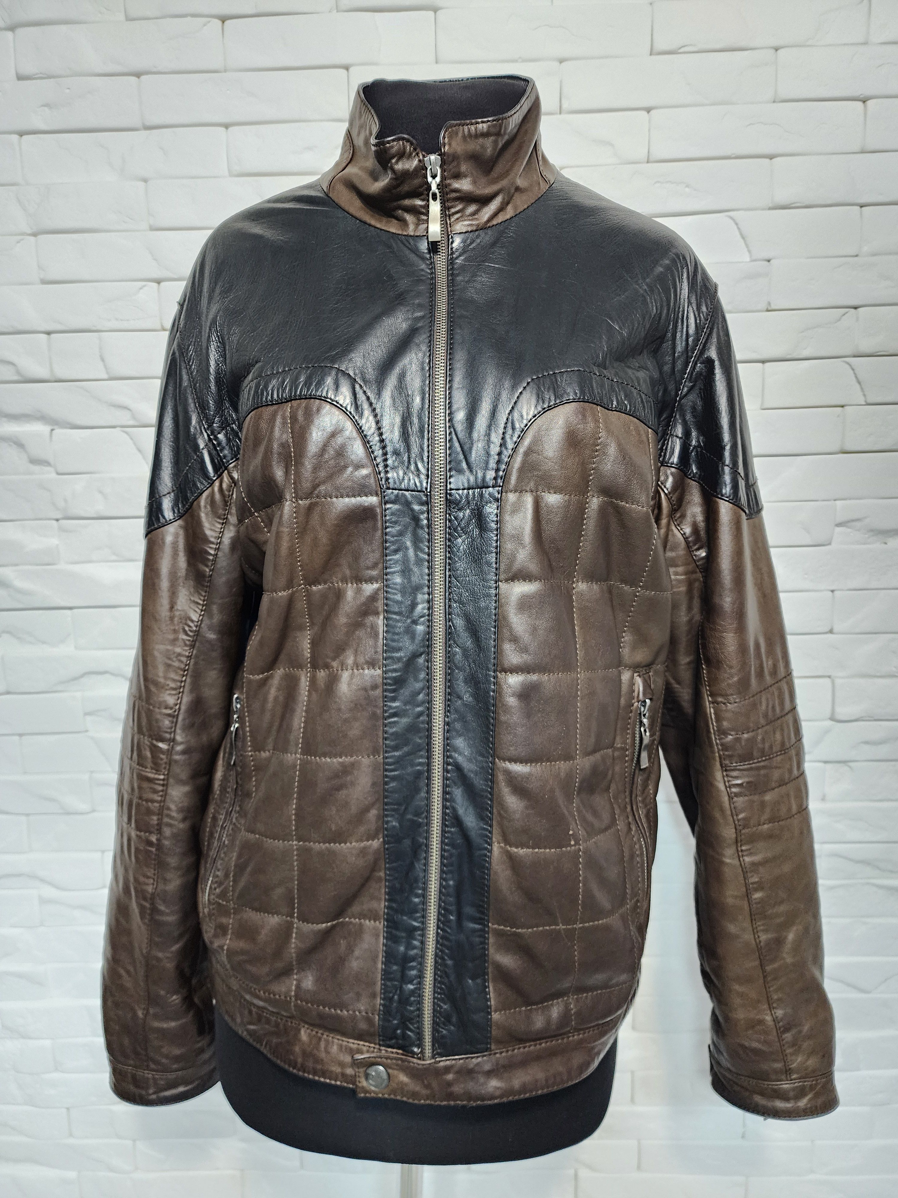 Genuine Leather Brown Genuine Leather Jacket: Men's Metal Zipper Size US L / EU 52-54 / 3 - 1 Thumbnail