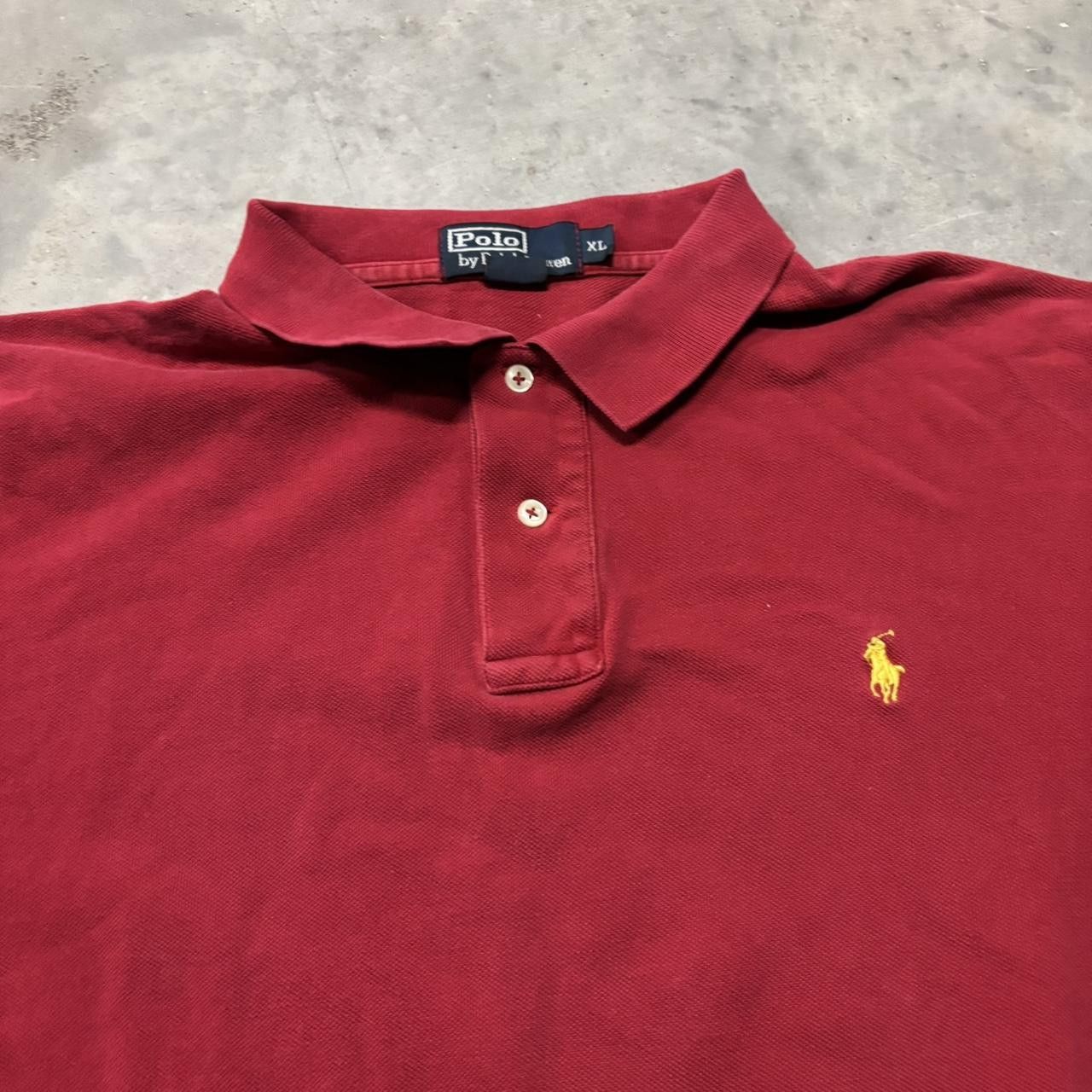 Polo Ralph Lauren × Vintage Crazy Vintage Y2K/2000s Red Polo Ralph Lauren Essential Polo Shirt! Size US XL / EU 56 / 4 - 2 Thumbnail