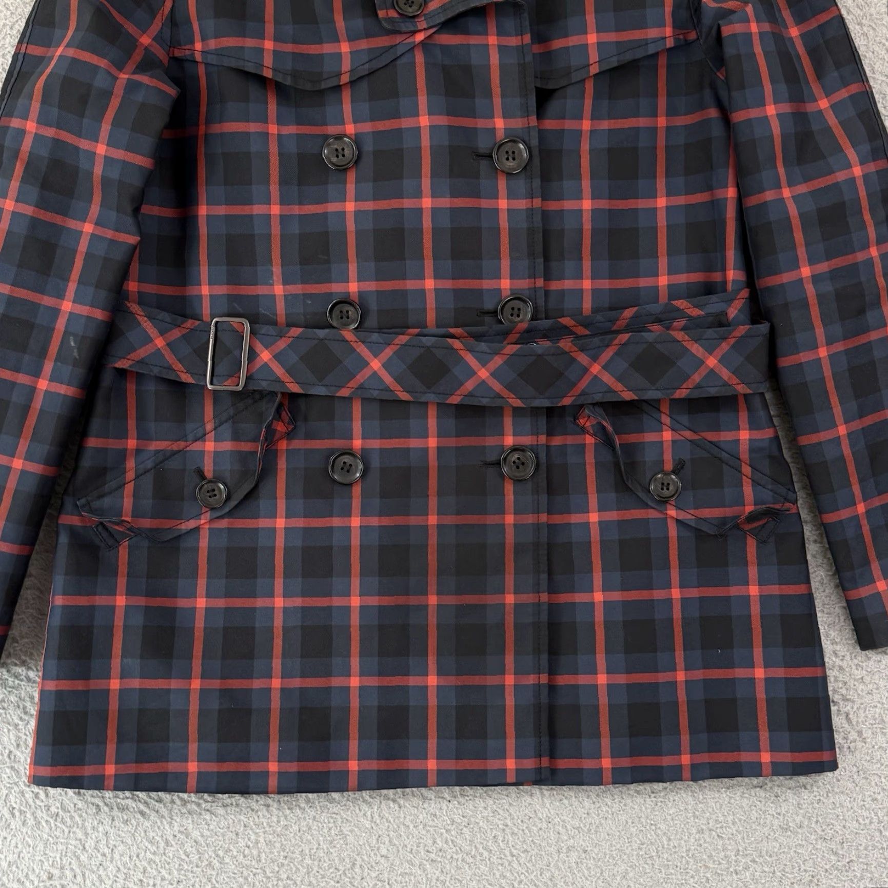 Coach VINTAGE Coach Trench Coat Women’s Medium Plaid Short Double Breasted Tattersall Belted Size 32" / US 10 / IT 46 - 2 Thumbnail