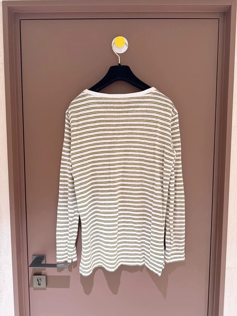 Loro Piana LORO PIANA Stripe linen knit long sleeves Size L / US 10 / IT 46 - 6 Thumbnail