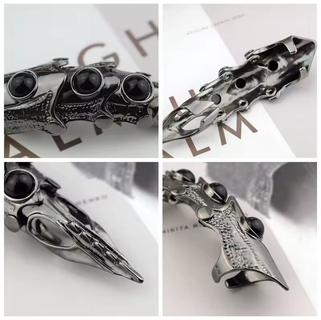 Vintage Dragon Finger Ring Skull Long Ring Size ONE SIZE - 4 Thumbnail