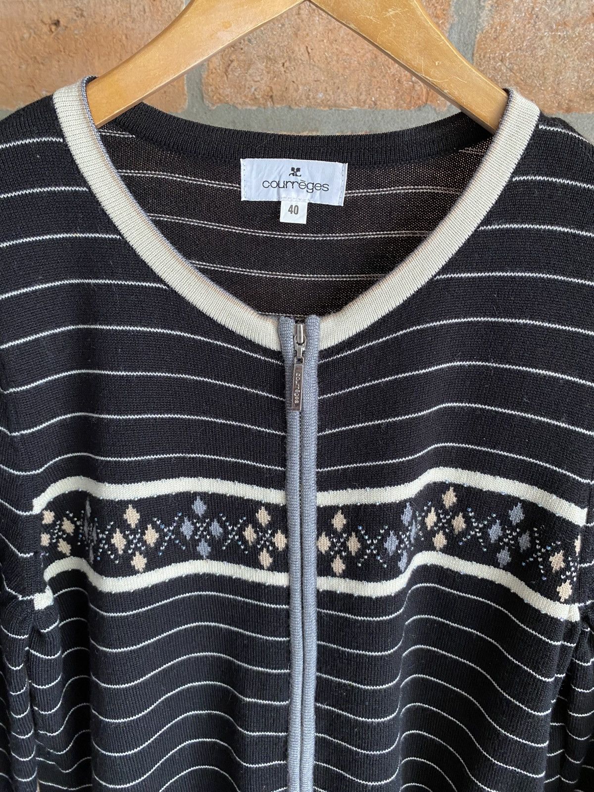 Courreges Courrèges Black Striped Cardigan. Size ONE SIZE - 17 Thumbnail