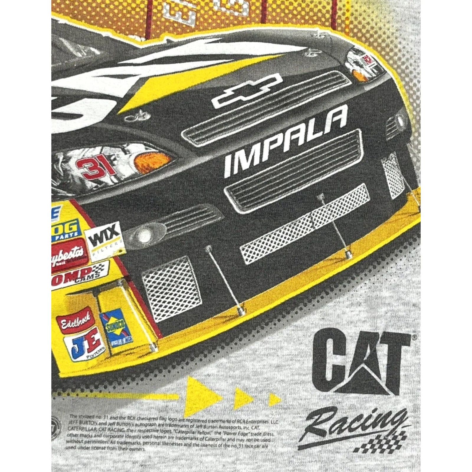 Vintage VINTAGE CAT NASCAR T-Shirt Gray Crew Neck Short Sleeve 90s Jeff Burton Racing Sz L Men Shirt/Cotton Logo Double-Sided Size US L / EU 52-54 / 3 - 2 Thumbnail