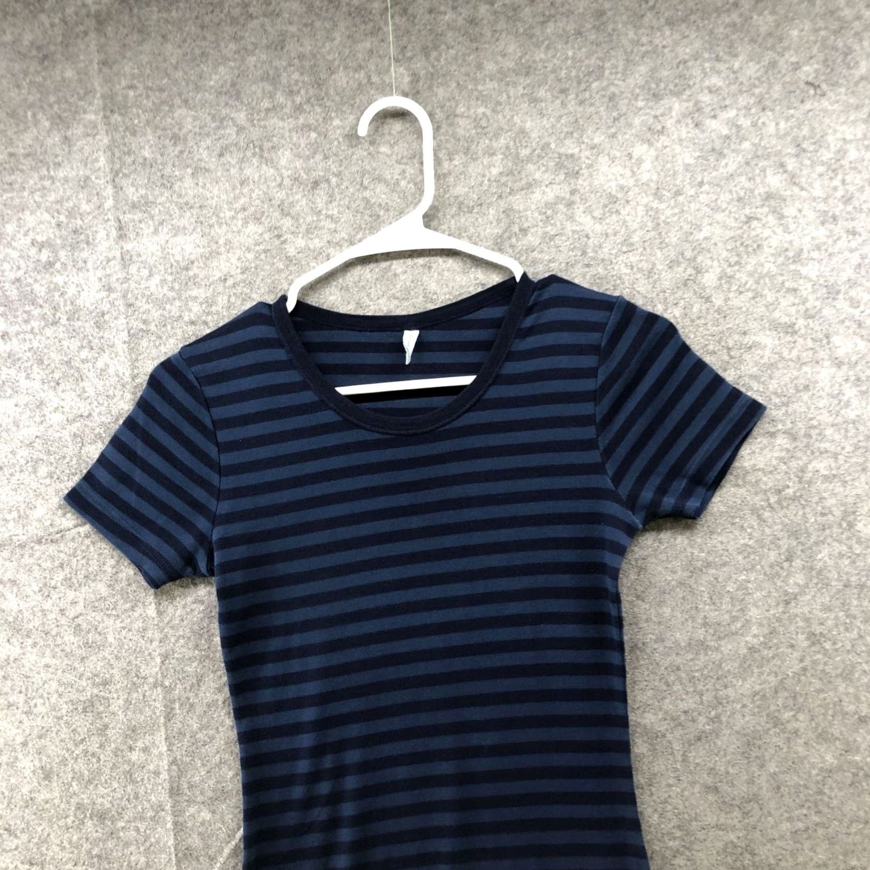 Vintage Christina Lehr T Shirt Dress S Navy Blue Striped Short Sleeve Crewneck, Knee Length, Cotton, Knit, Casual, Womens Size S / US 4 / IT 40 - 3 Thumbnail