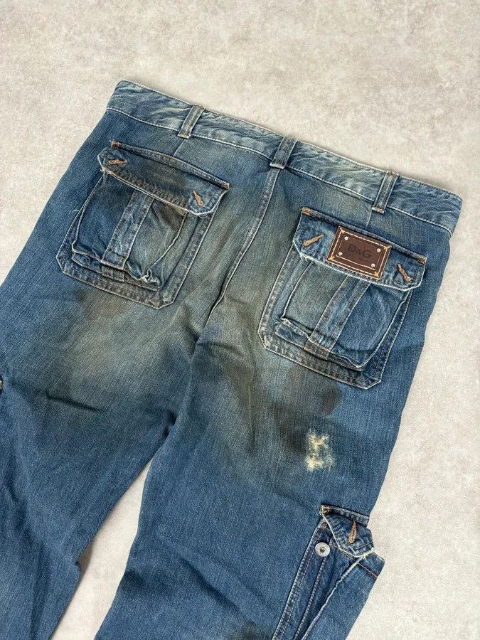 Dolce & Gabbana 2000s Dolce & Gabbana Navy Dirty Effect Denim Cargo Jeans Size US 36 / EU 52 - 7 Thumbnail