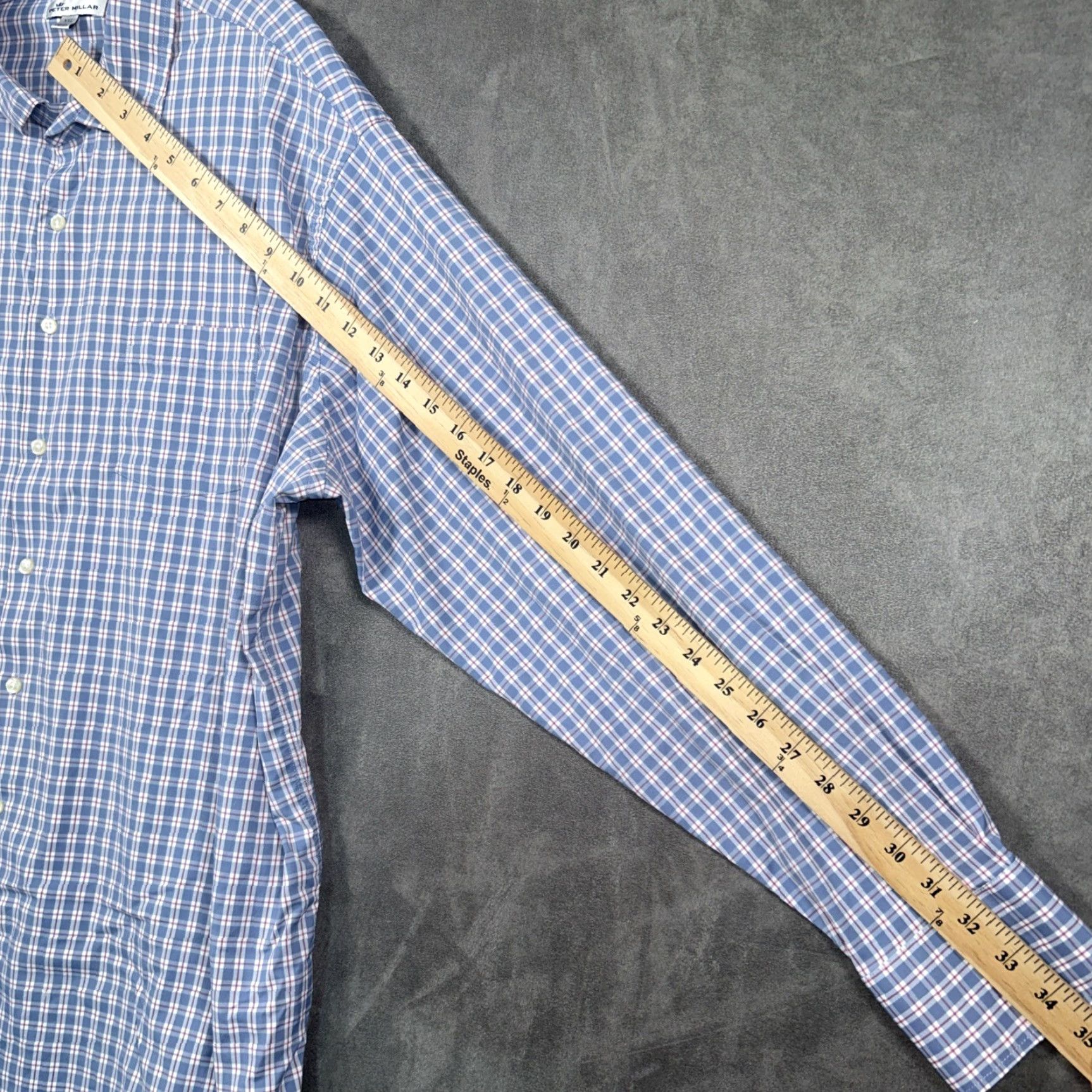 Peter Millar Peter Millar Button-Up Long Sleeve Shirt Check Blue 2XL Nylon Spandex Mens Casual Classic Preppy Shirt Size US XXL / EU 58 / 5 - 6 Thumbnail