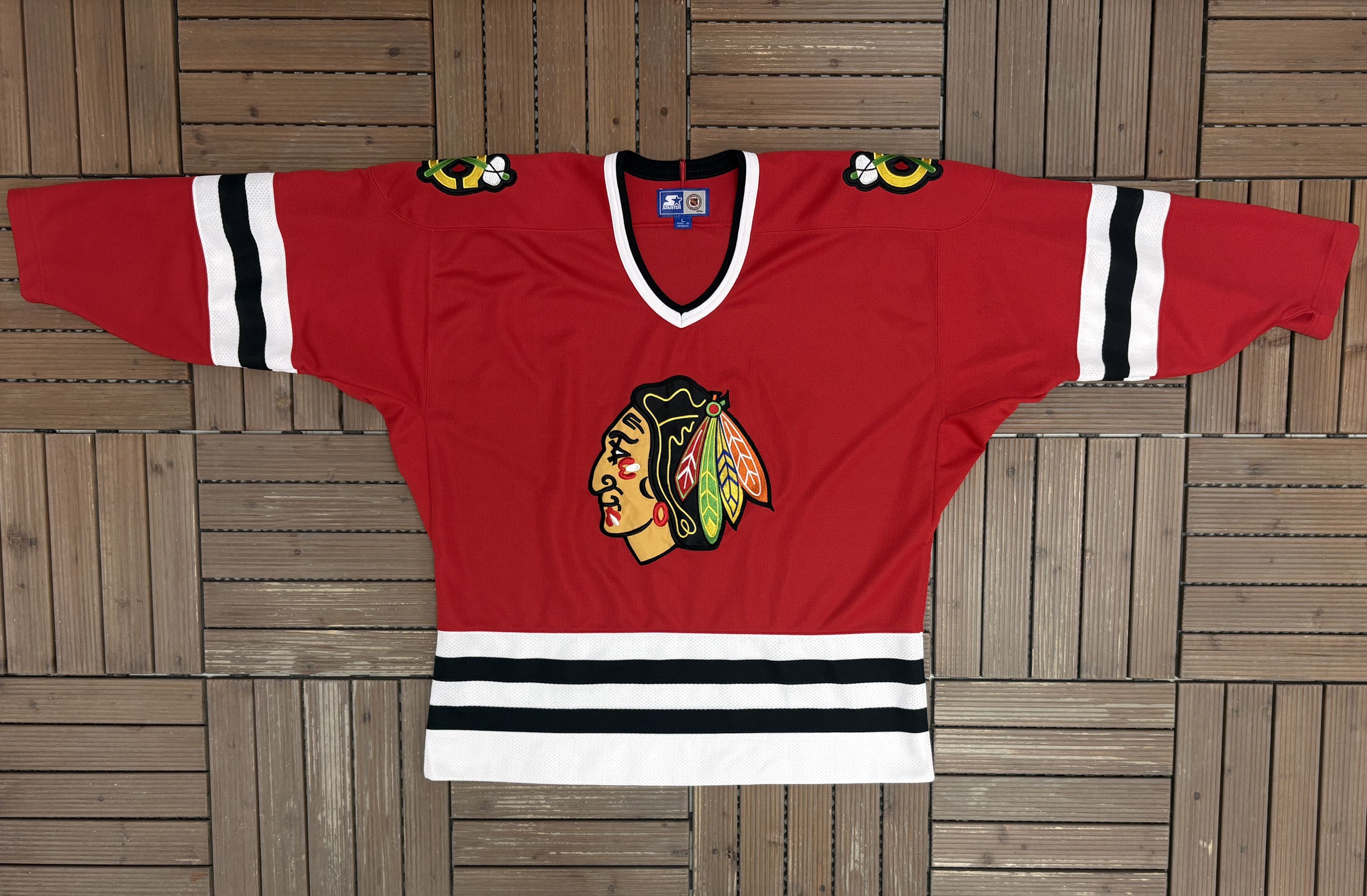 Starter Chicago Blackhawks Stitched Vintage Hockey Jersey Size US L / EU 52-54 / 3 - 5 Thumbnail