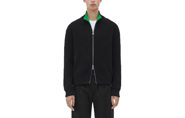 Bottega Veneta o1bcso1str0725 Ribbed Cotton Cardigan in Black Size US XL / EU 56 / 4 - 1 Thumbnail