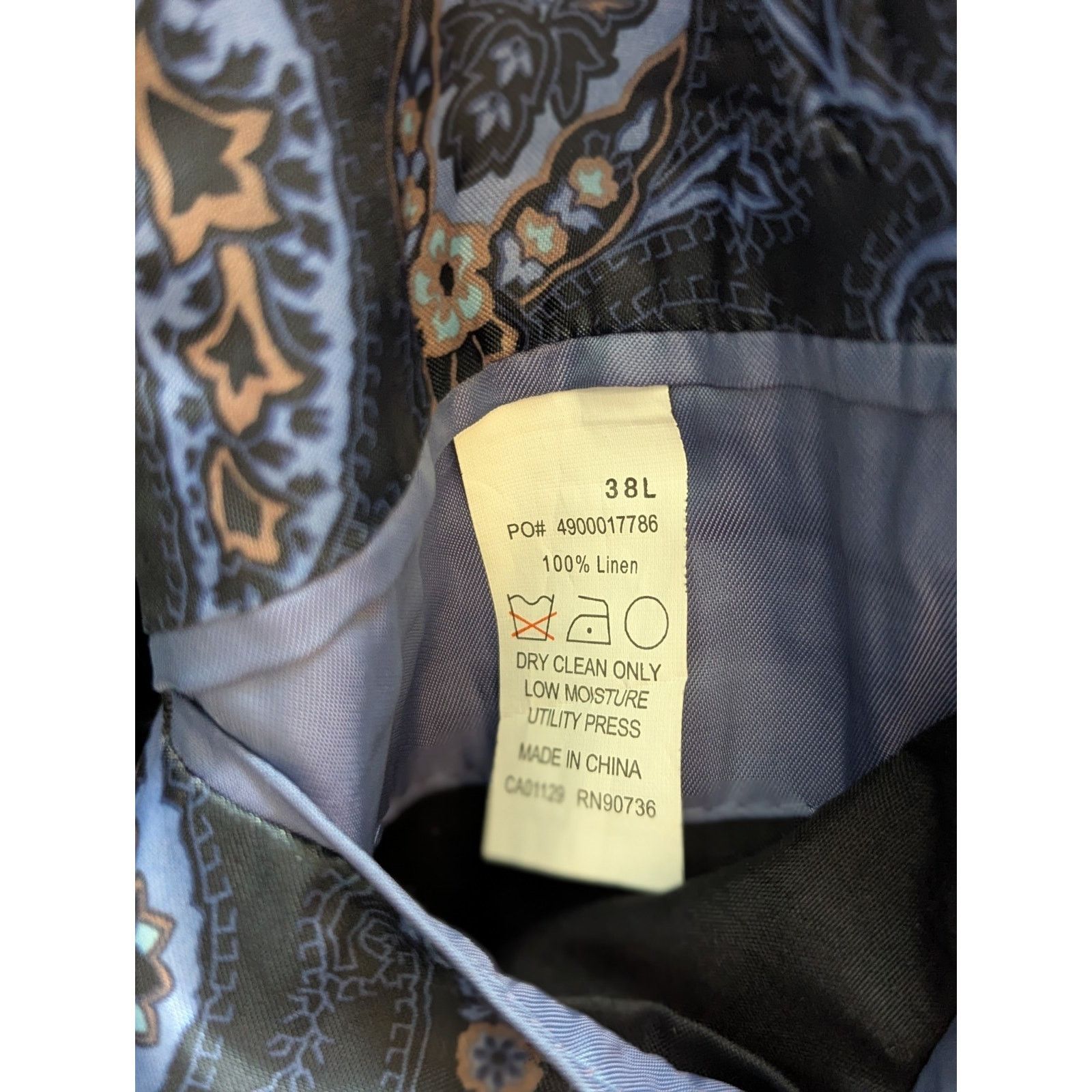 Joseph Abboud Size 38L Black w/White Pin Stripes Linen 2 Button Notch Size 38L - 5 Thumbnail