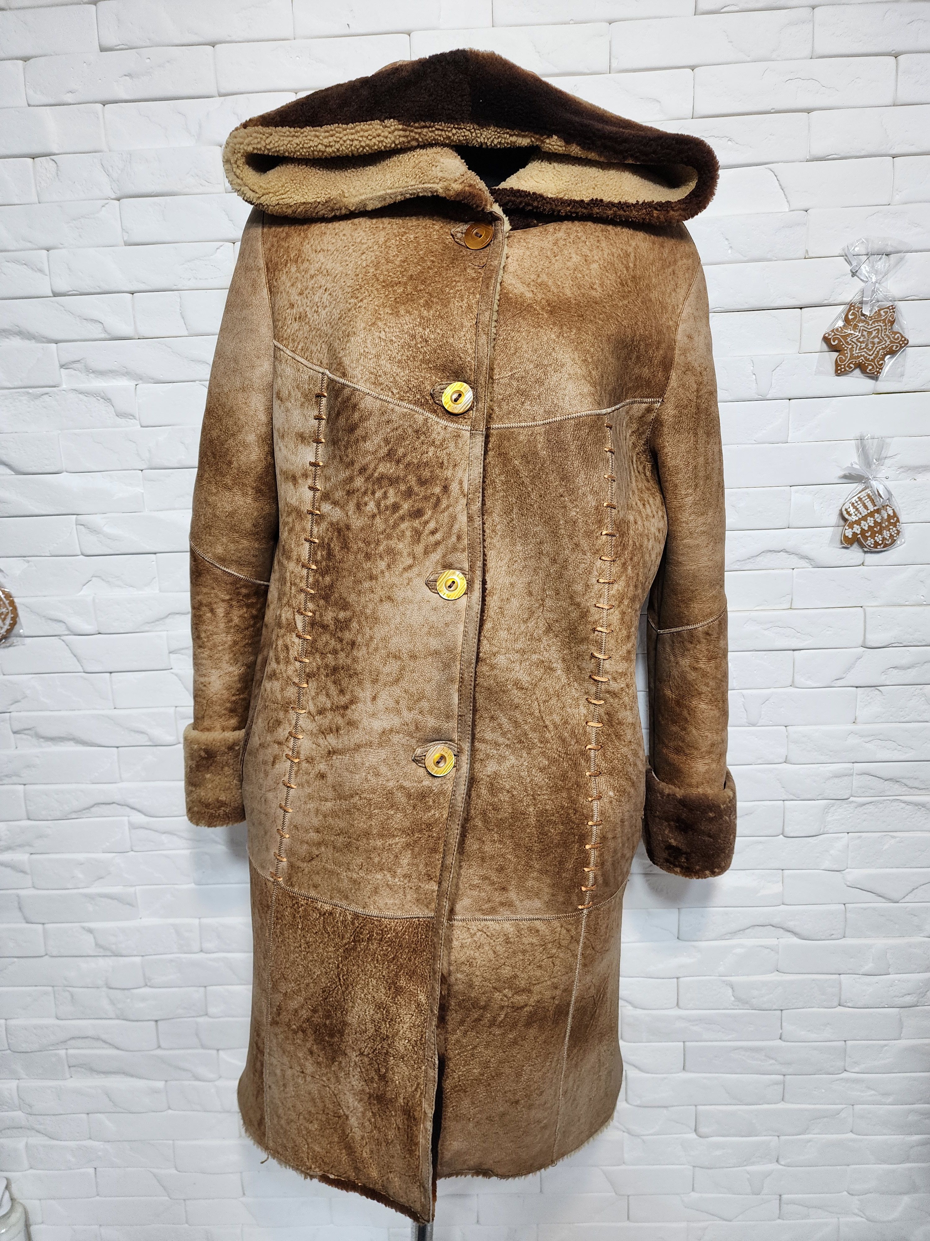 Furla Women's Brown Sheepskin Coat: Genuine Fur Hood Size XL / US 12-14 / IT 48-50 - 1 Thumbnail