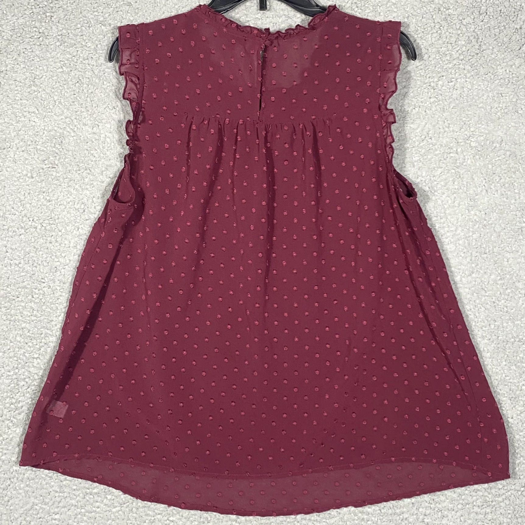 Torrid Torrid Tank Shirt Womens Plus Burgundy Chiffon Swiss Dot Sleeveless Mock Neck Button-Loop Keyhole Back 0X Size 0X Size XL / US 12-14 / IT 48-50 - 7 Thumbnail