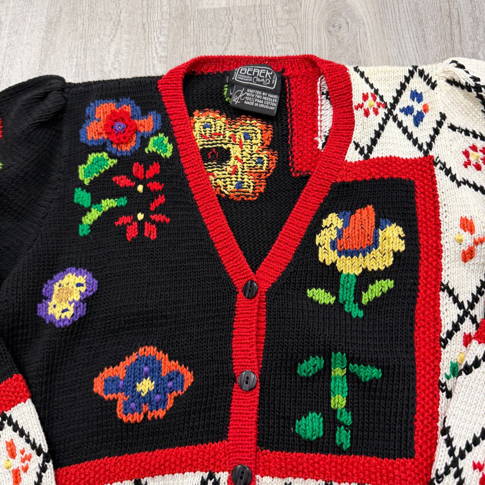 Vintage Vintage Berek Hand Knit Cardigan Sweater Women's Large 80s Size L / US 10 / IT 46 - 3 Thumbnail