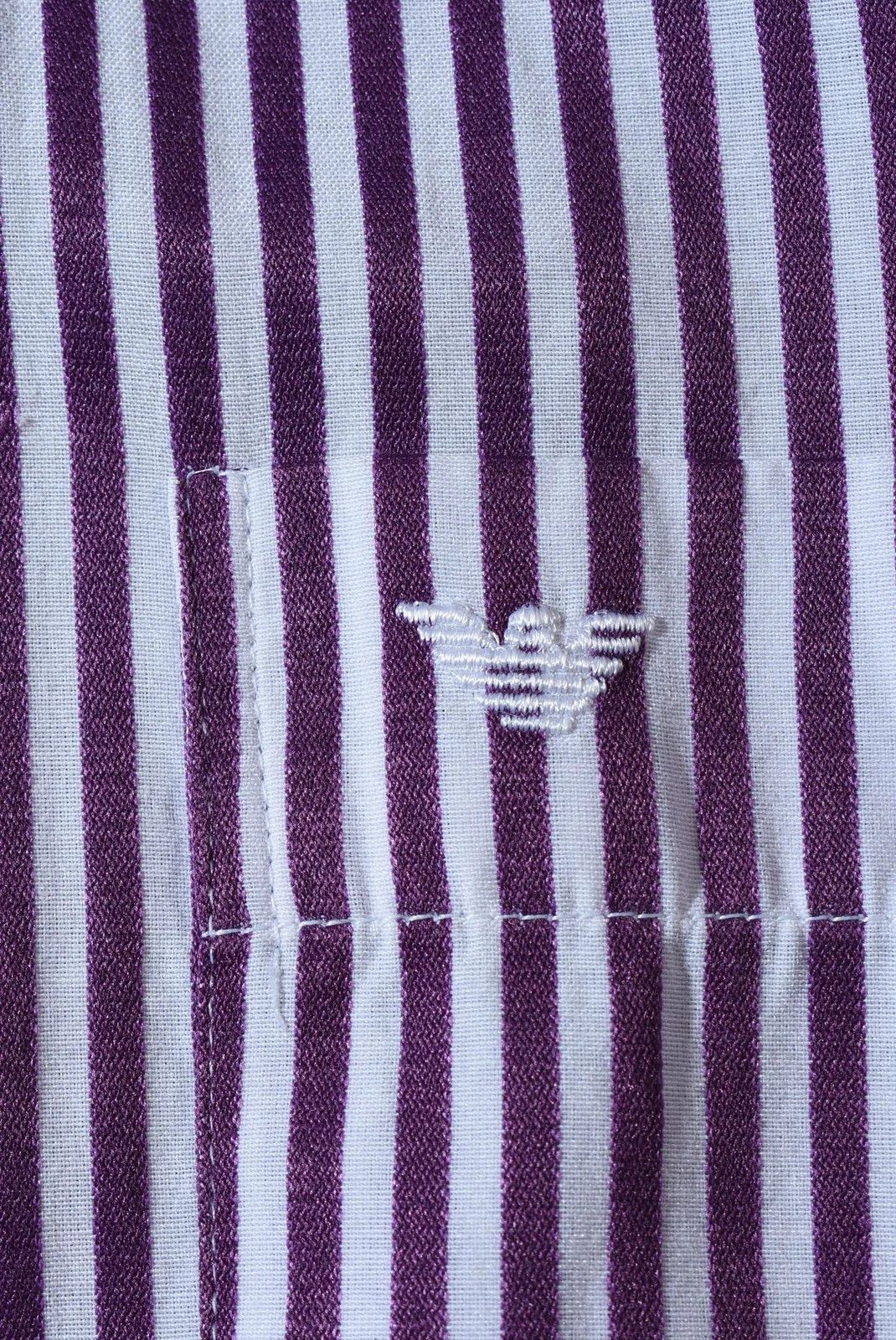 Armani Armani Collezioni Striped Short Sleeve Shirt White Purple Size US XL / EU 56 / 4 - 2 Thumbnail