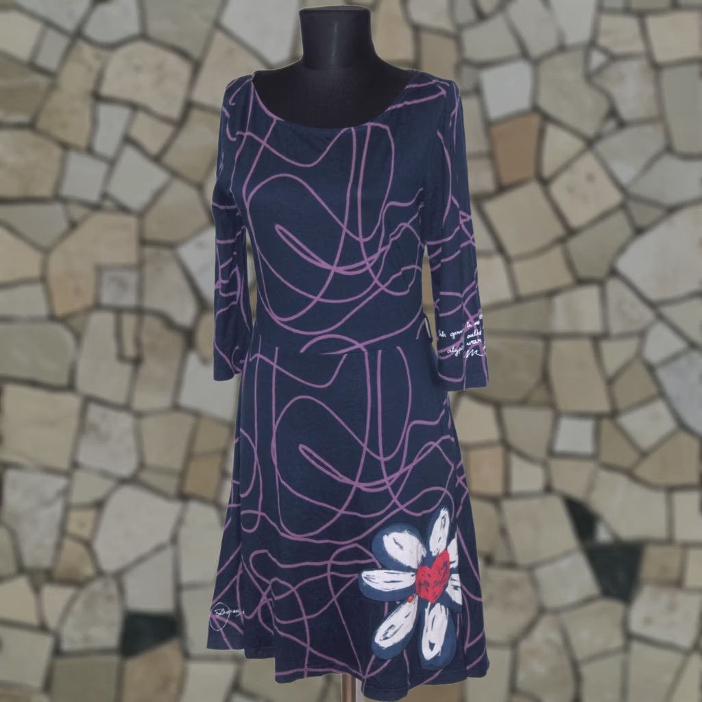 Desigual Desigual womens navy dress purple lines Size M Size M / US 6-8 / IT 42-44 - 1 Thumbnail