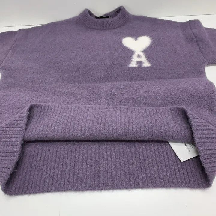 AMI AMIPARIS Purple Heart Embroidered Sweater -2507 Size US M / EU 48-50 / 2 - 8 Thumbnail