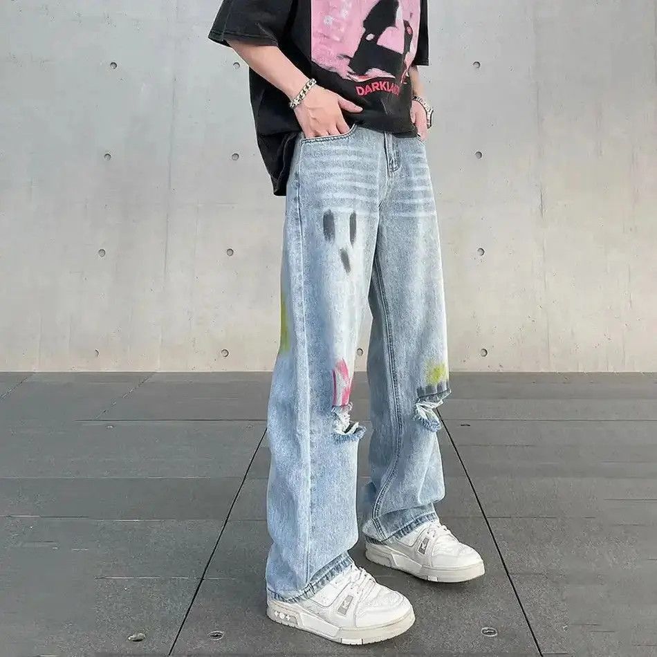 Japanese Brand Abstract Graphic Splash-ink Ripped Jeans Size US 32 / EU 48 - 2 Thumbnail
