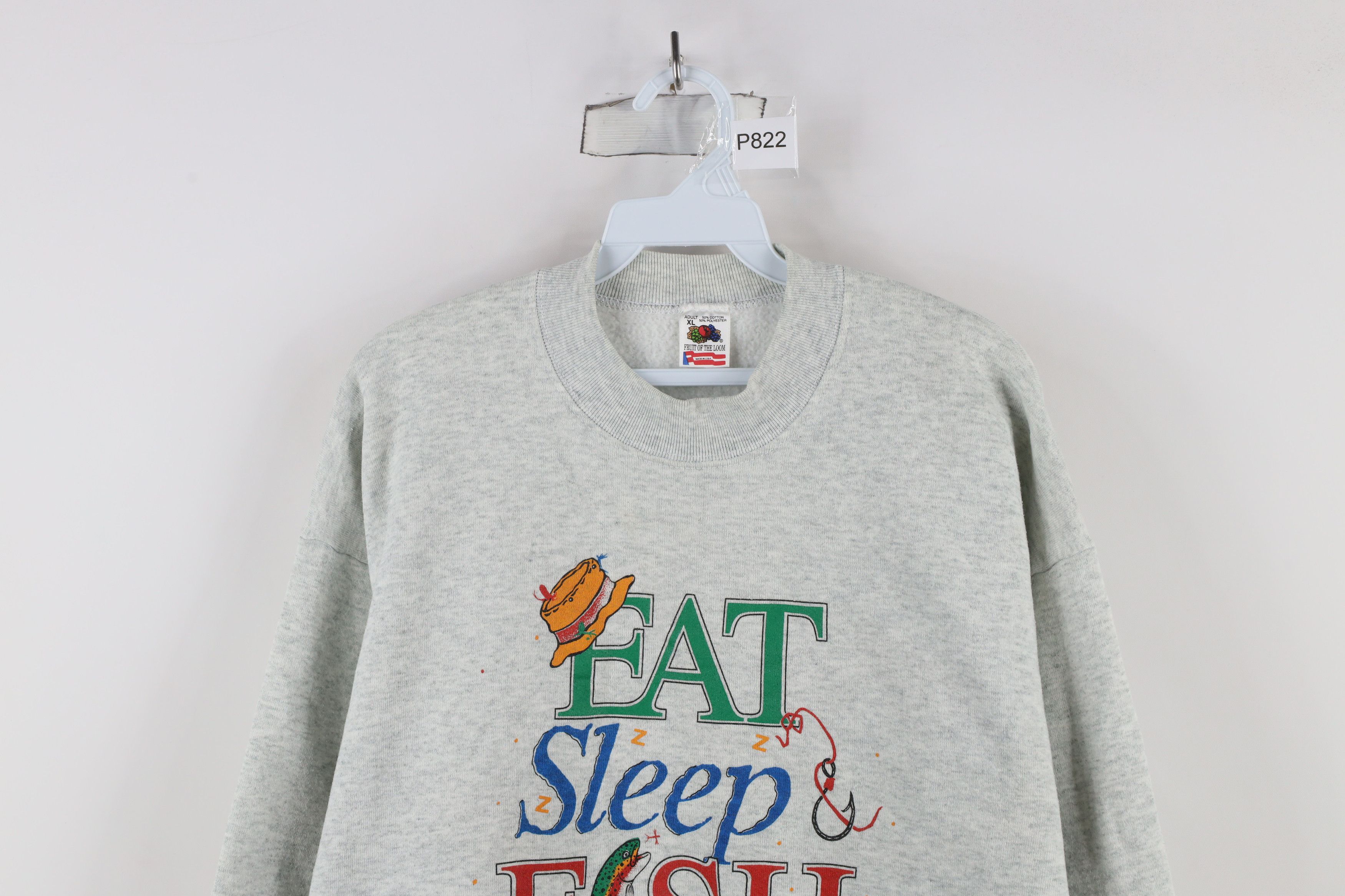 Vintage Vintage 90s Streetwear Fish Crewneck Sweatshirt Gray USA Size US XL / EU 56 / 4 - 2 Thumbnail