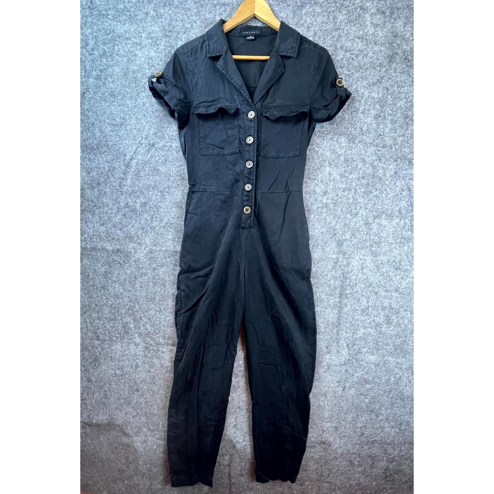 Sanctuary Sanctuary Jumpsuit Womens XS Black Lyocell Short Sleeve Size 25" / US 0 / IT 36 - 1 Thumbnail