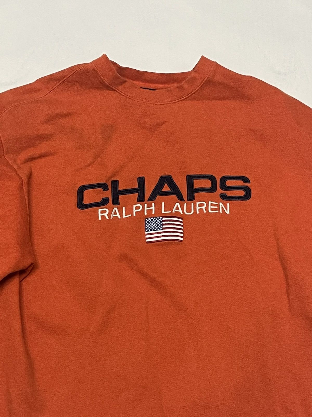 Polo Ralph Lauren × Vintage Vintage Ralph Lauren Orange Spellout Crewneck Sweatshirt L Size US L / EU 52-54 / 3 - 12 Thumbnail