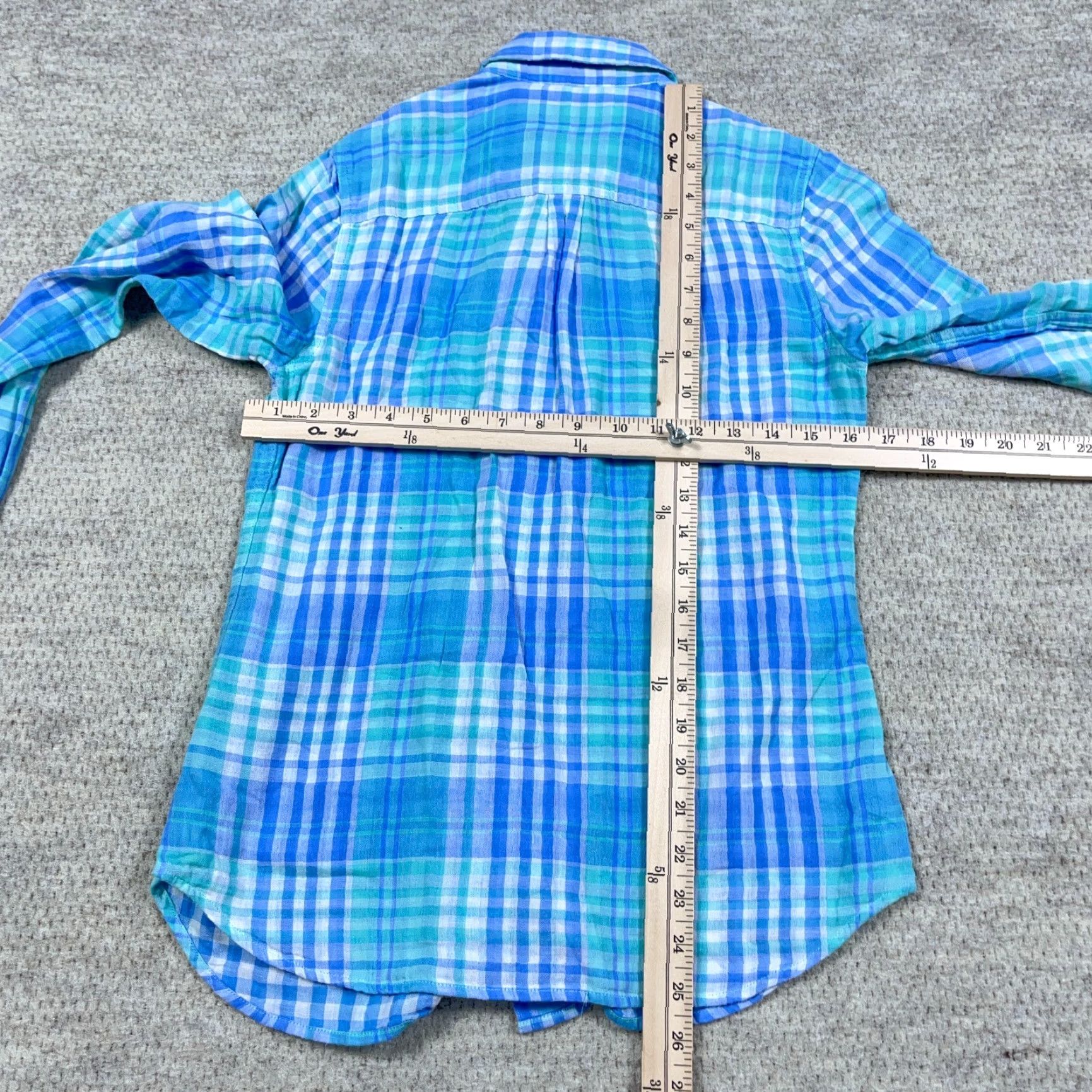 Vineyard Vines VINEYARD VINES Shirt Women 2 Button-Up Tartan Plaid Light Blue Cotton Color Blue Plaid Pattern Casual Womens Size XS / US 0-2 / IT 36-38 - 4 Thumbnail