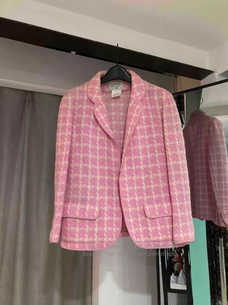 Chanel Chanel Cherry blossom pink bird plaid four-pocket jacket Size S / US 4 / IT 40 - 1 Thumbnail
