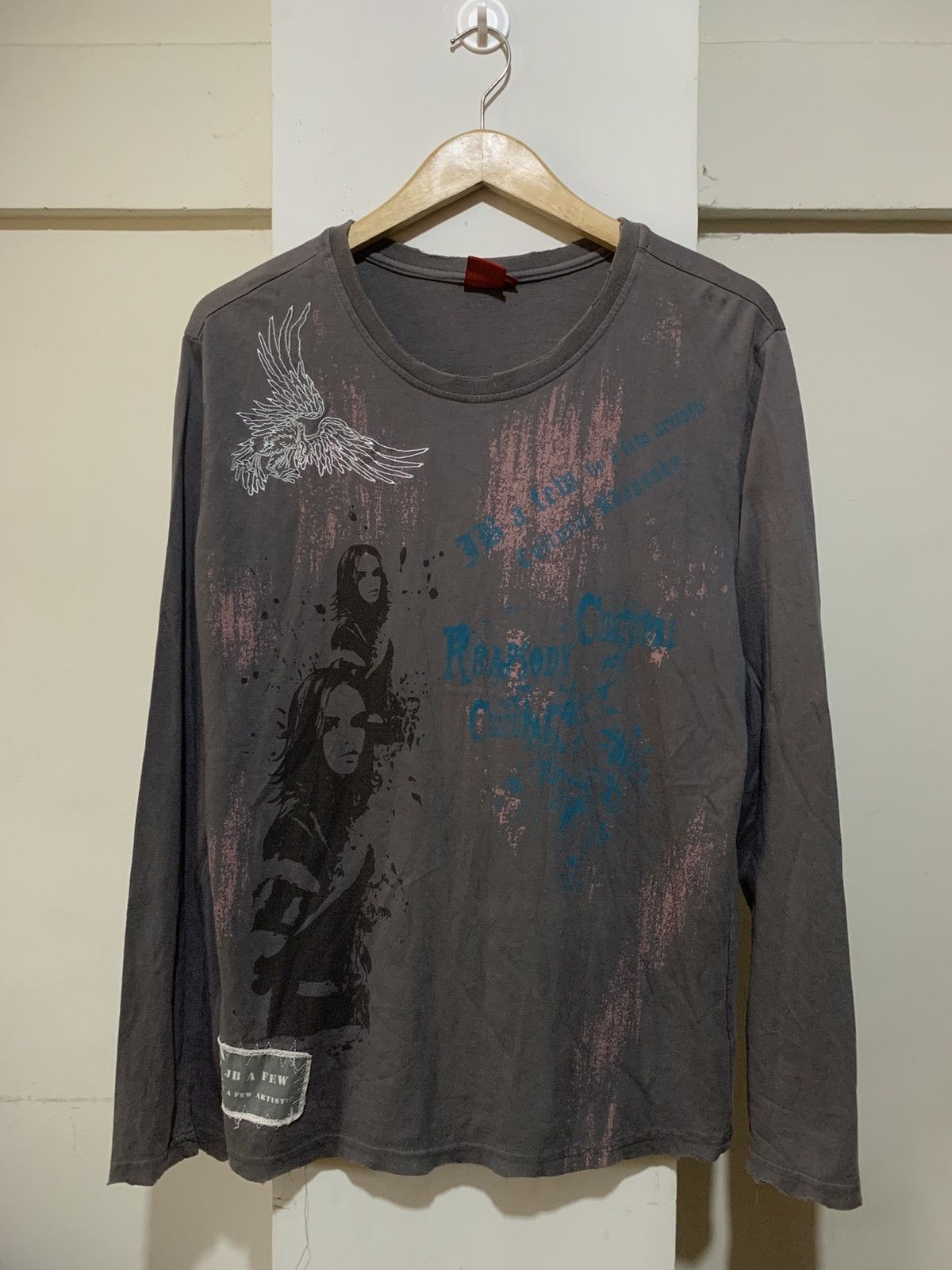 Japanese Y2K Jambangee Poem Longsleve Distressed Tee Shirt