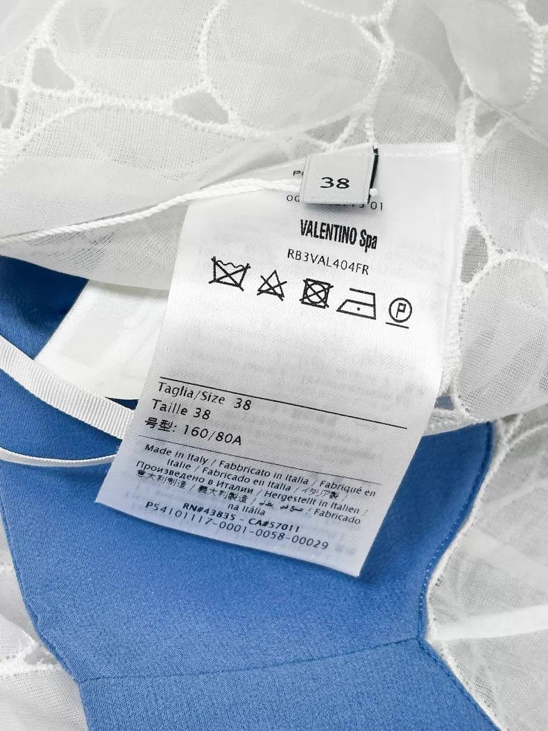 Valentino Valentino White blue-edged mulberry silk dress Size M / US 6-8 / IT 42-44 - 5 Thumbnail