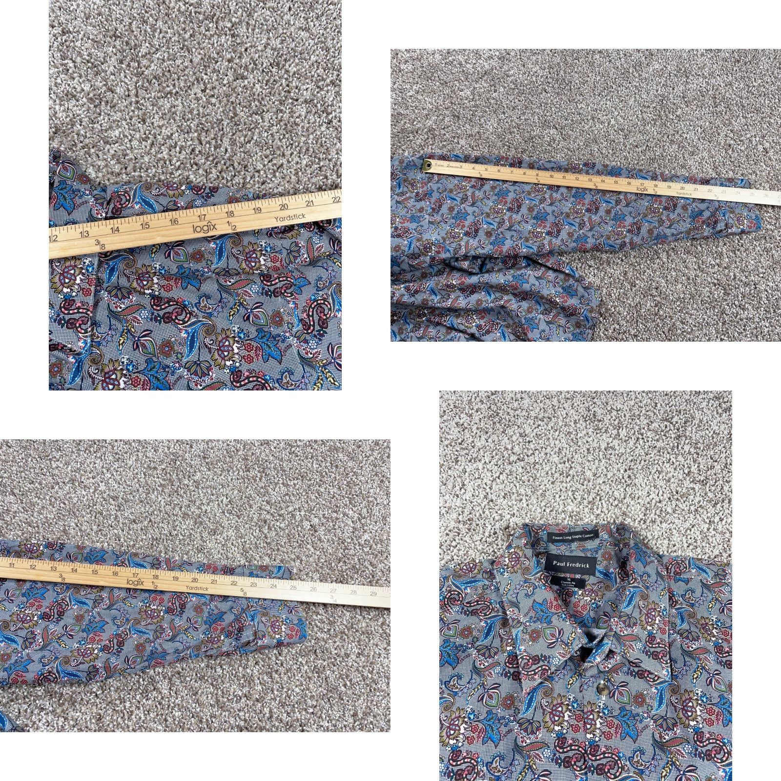 Vintage Paul Fredrick Paisley Pattern Shirt Adult XL Gray Cotton Long Sleeve Button-Up Classic Fit Mens Size US XL / EU 56 / 4 - 8 Thumbnail