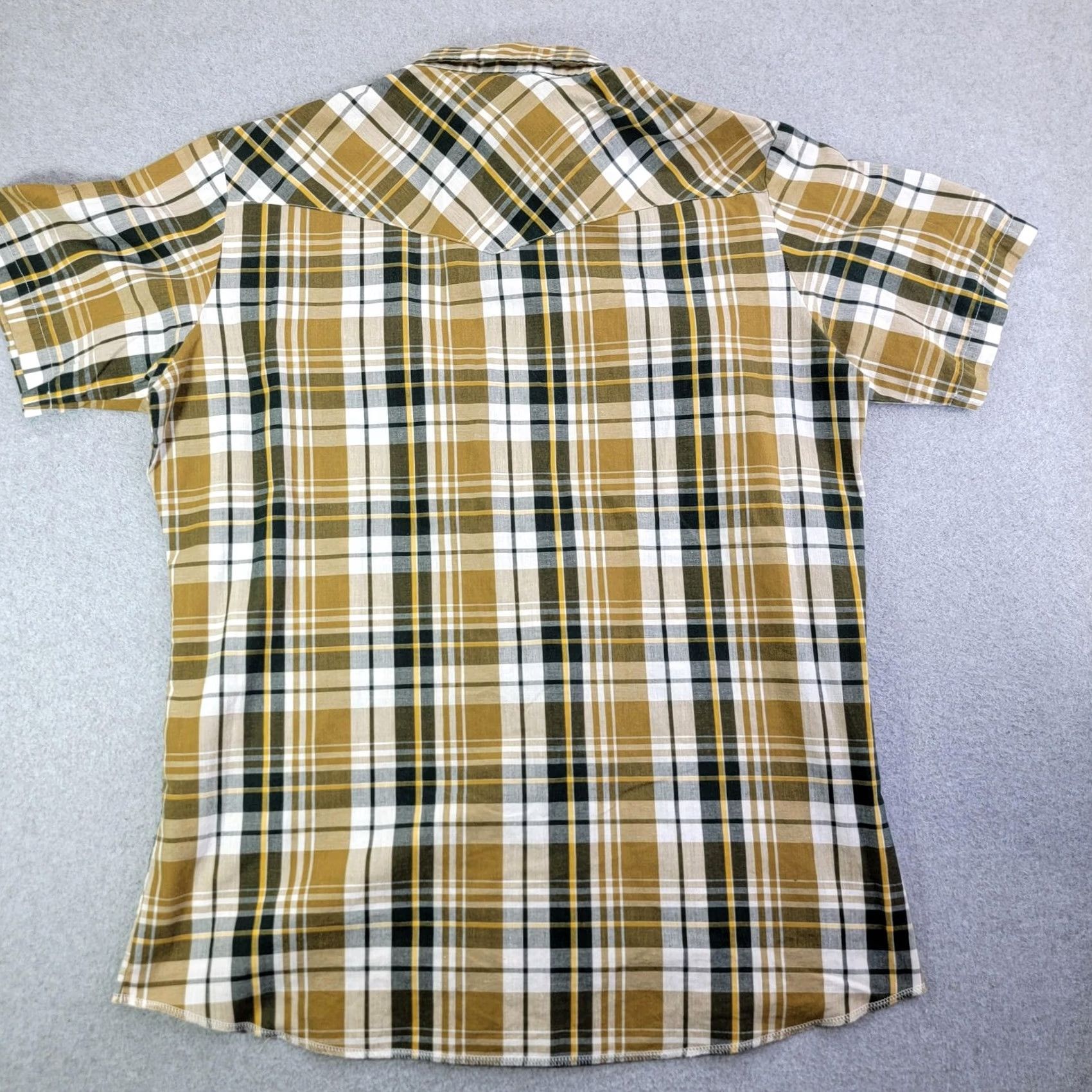 Wrangler VINTAGE? No — Wrangler Shirt Mens Medium Brown Plaid Short Sleeve Snap Front Western Pockets Size US M / EU 48-50 / 2 - 3 Thumbnail