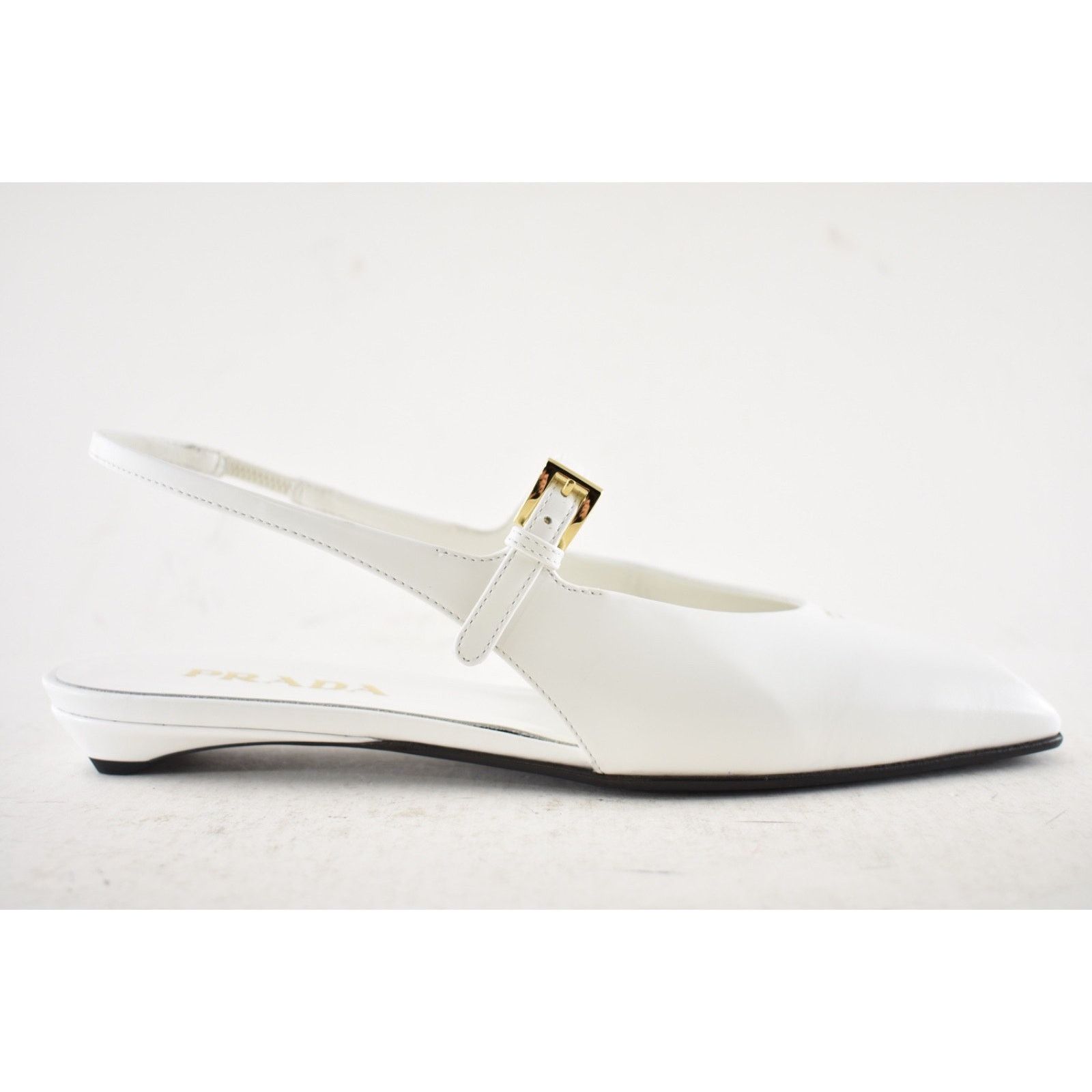 Prada Prada White Leather Square Toe Mary Jane Ballet Flat 38 Size US 8 / IT 38 - 2 Thumbnail