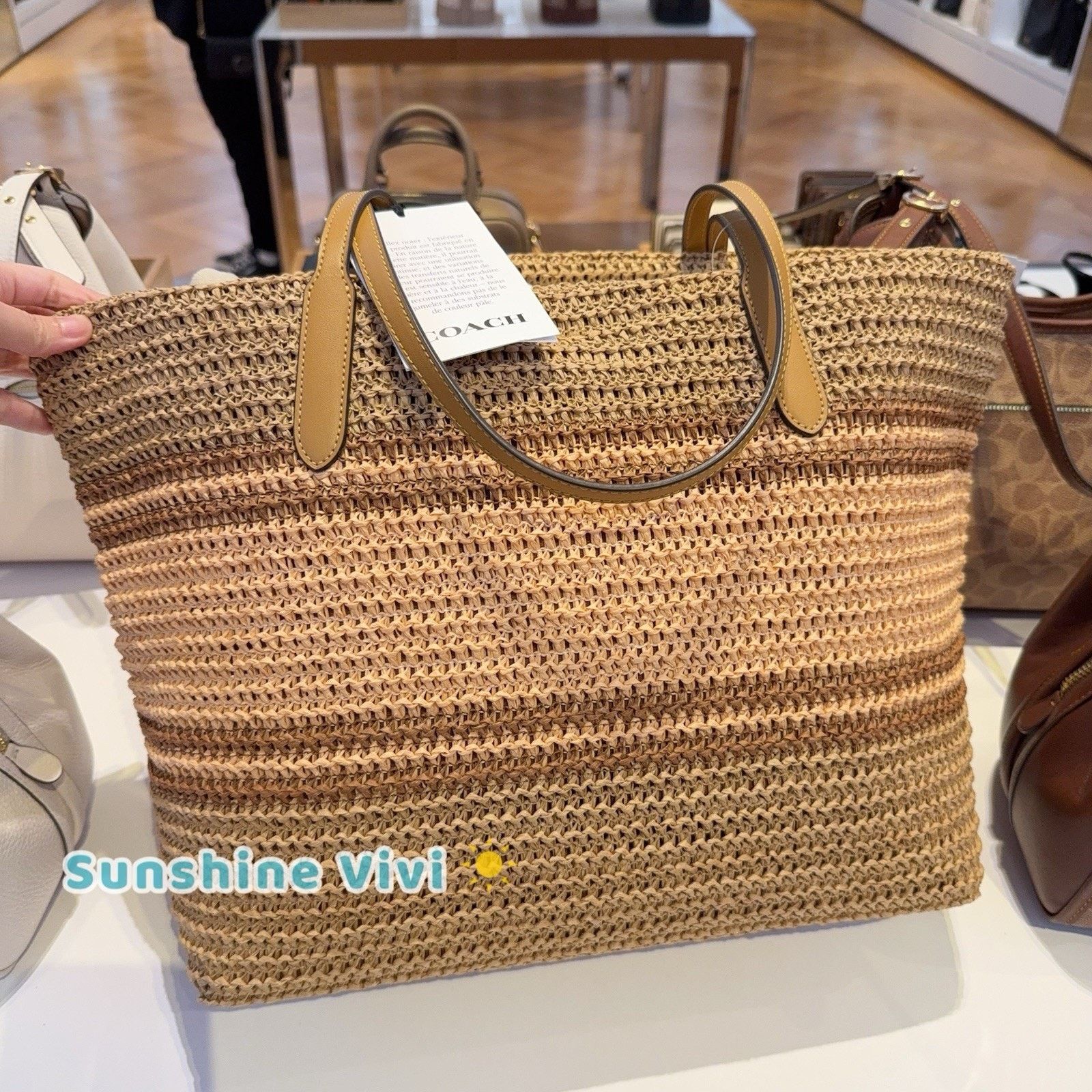 Coach NWT COACH Straw leather City Tote Bag CBG87 Im/Honey Brown Size ONE SIZE - 5 Thumbnail