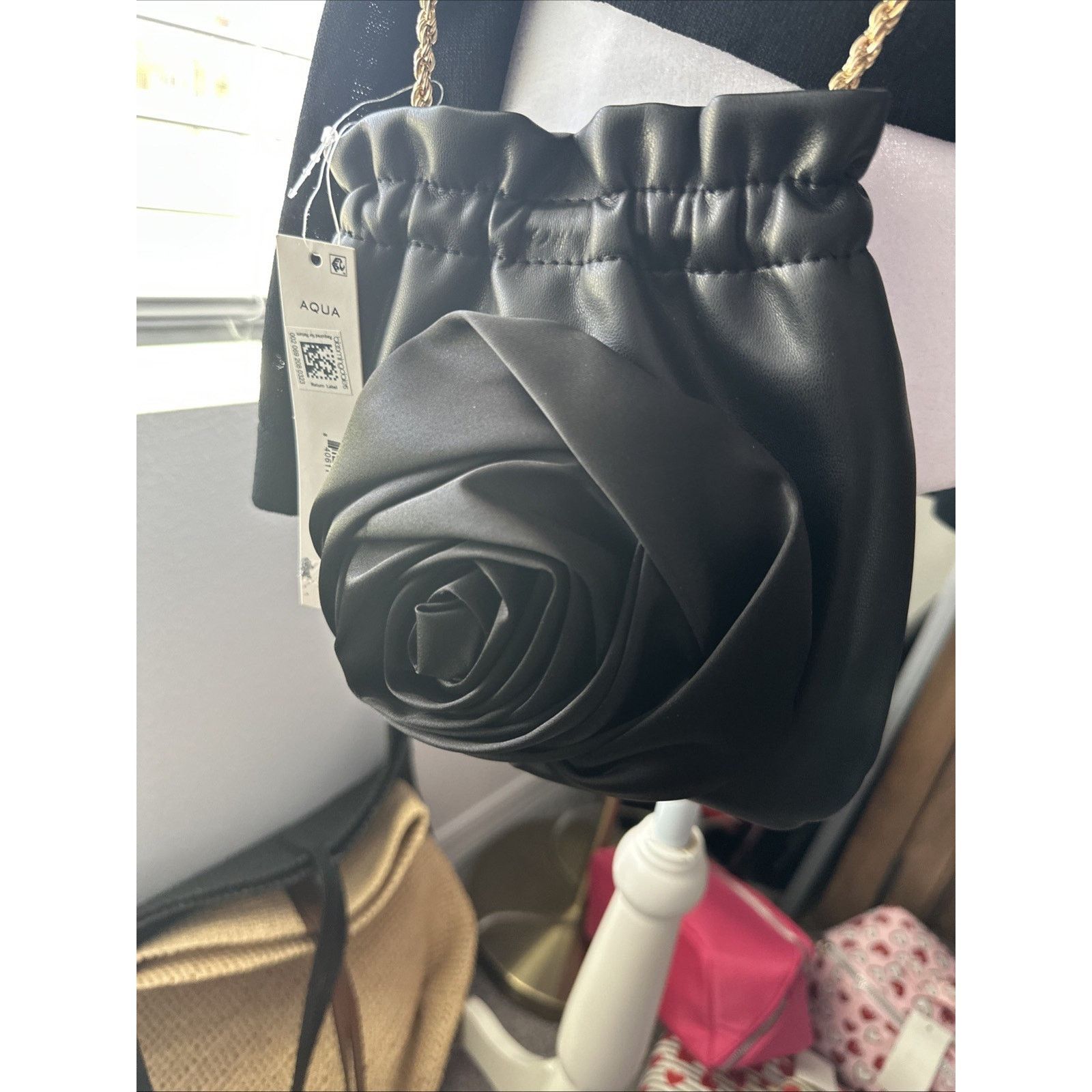 Bloomingdale's Aqua Rosette Crossbody Bucket Bag - Exclusive $98 NWT New Size ONE SIZE - 2 Thumbnail