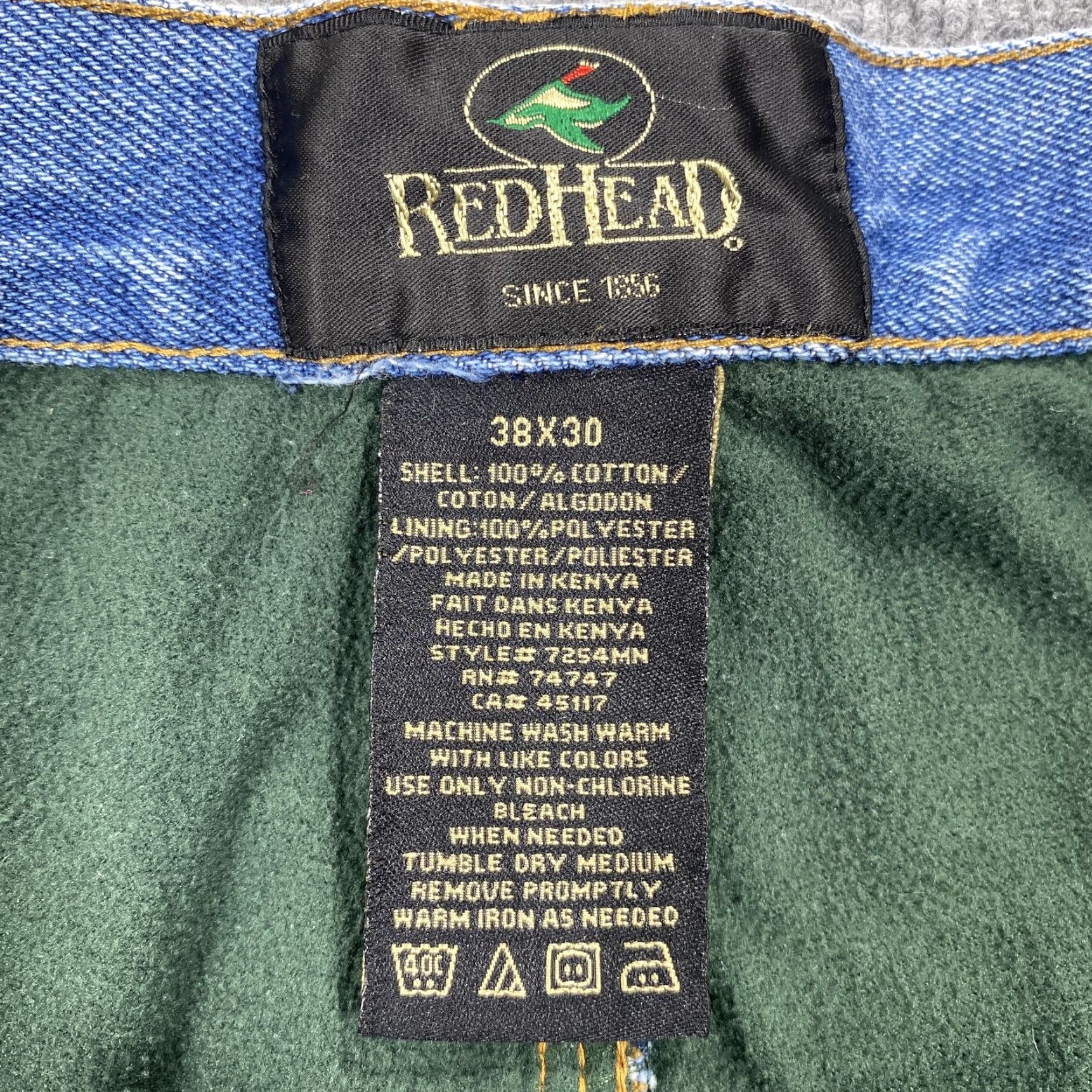 Vintage RedHead Jeans Mens 38x30 Blue Relaxed Straight Insulated Fleece Lined Denim 7254MN Winter Pockets Zip Fly Size US 38 / EU 54 - 4 Thumbnail