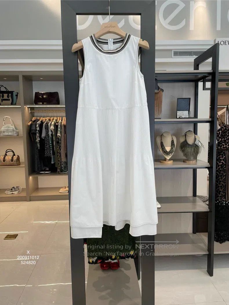 Brunello Cucinelli Brunello Cucinelli White Cotton Dress Size XS / US 0-2 / IT 36-38 - 1 Thumbnail