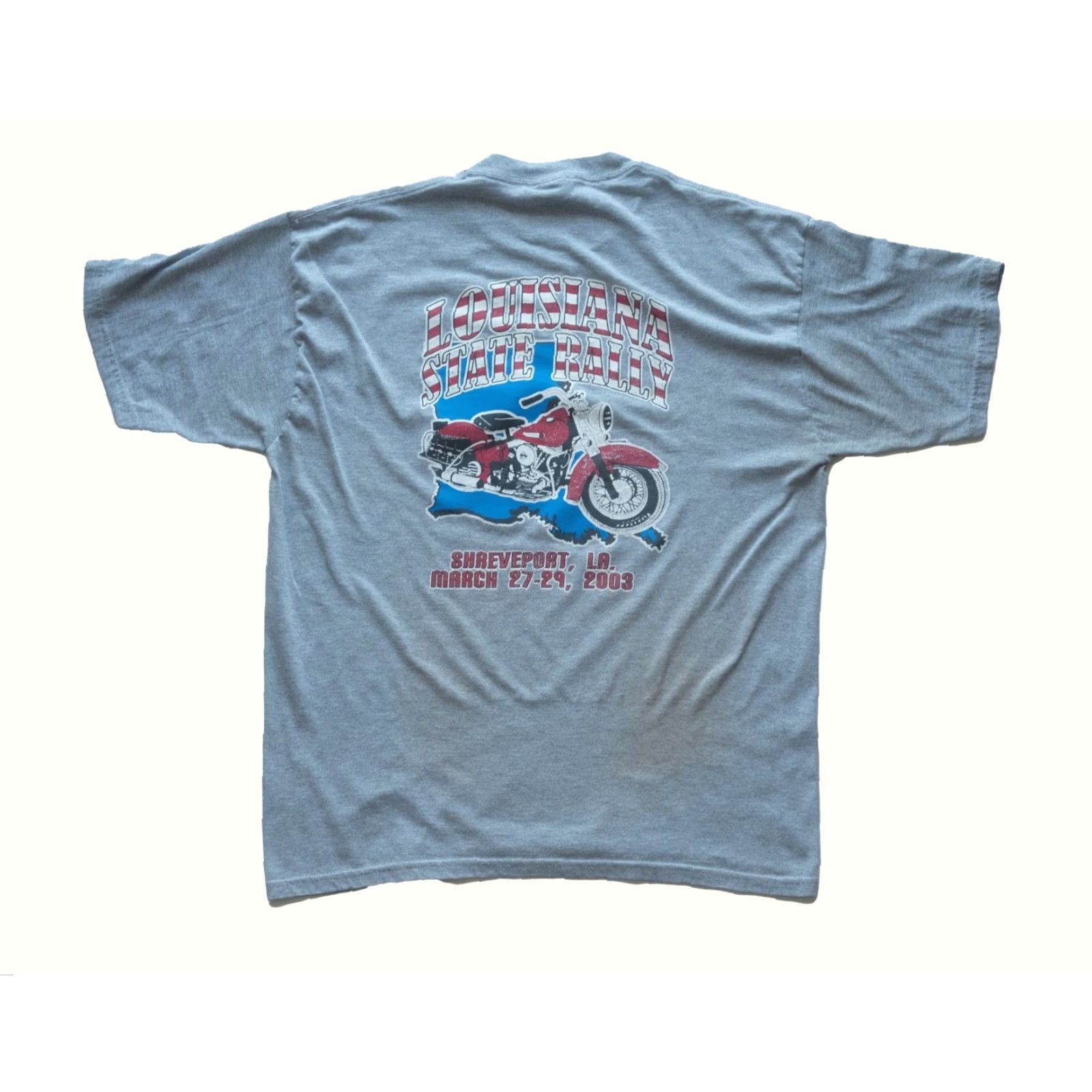Jerzees VINTAGE JERZEES T-Shirt Motorcycle Biker Louisiana State Rally Distressed Gray XL Men Size US XL / EU 56 / 4 - 4 Thumbnail