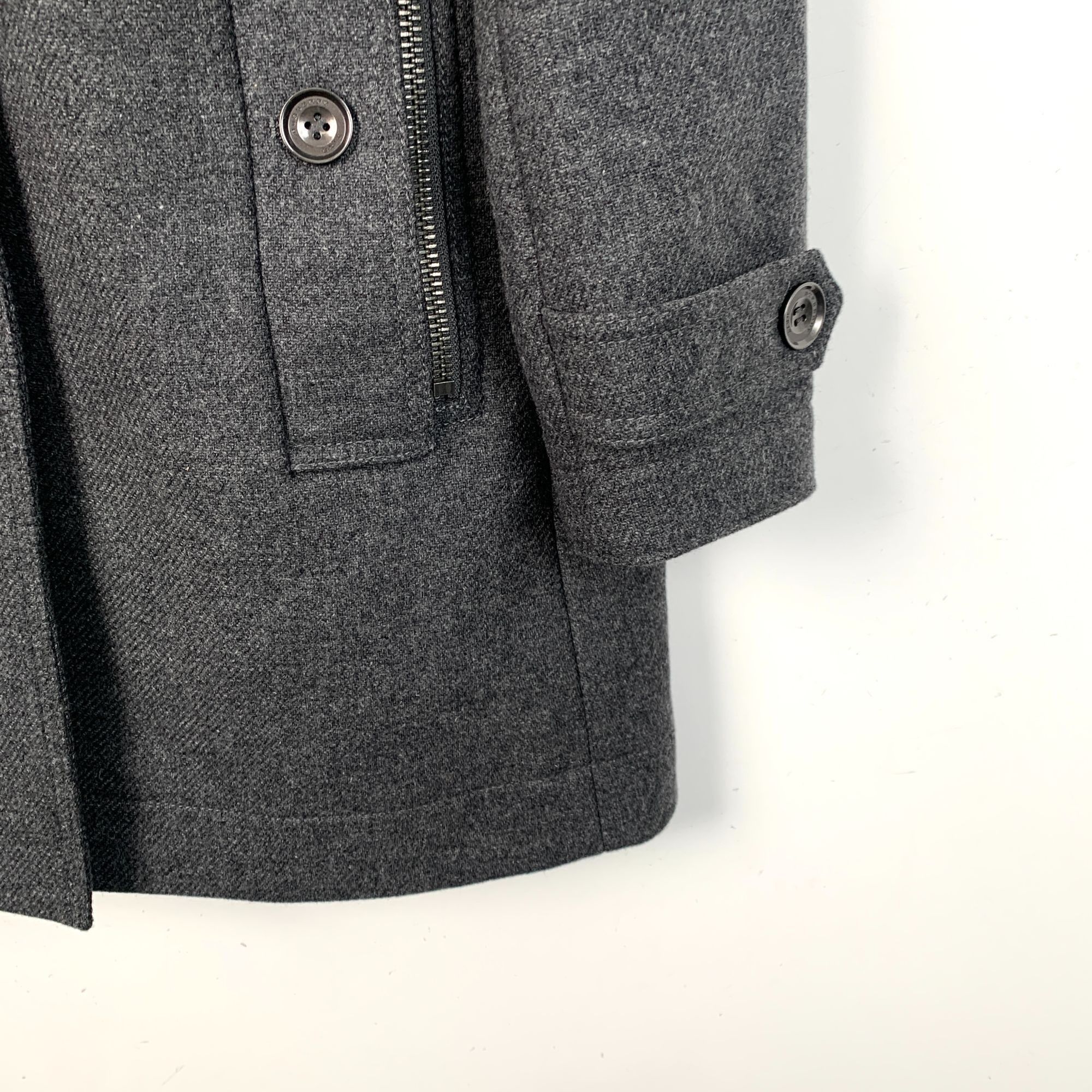 Burberry Burberry Brit Black-Grey Wool Shawl Collar Coat (Size 40/M) Size M / US 6-8 / IT 42-44 - 4 Thumbnail