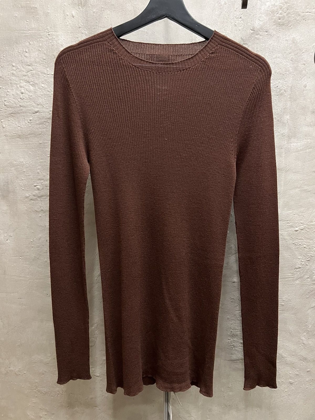 image of Rick Owens Ribbed Knit Jumper in Dark Red, Men's (Size Large)