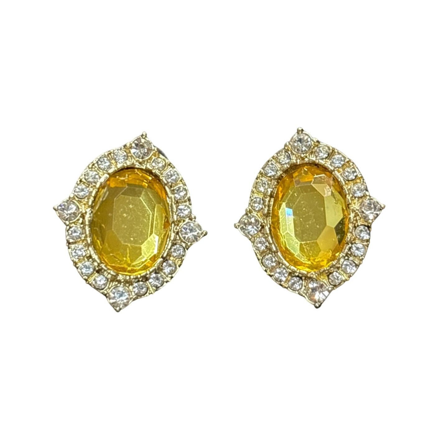 Other Elegant Gold & Yellow Crystal Clip-On Earrings With Rhinesto Size ONE SIZE - 1 Thumbnail