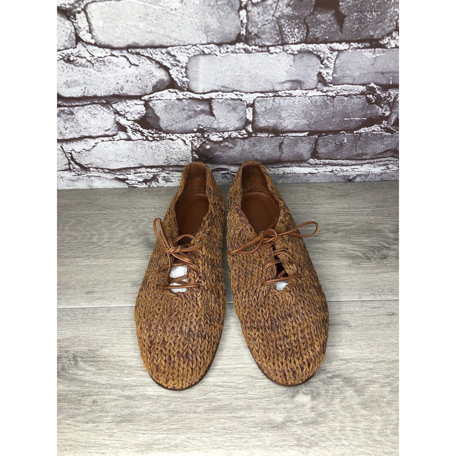 Cole Haan Cole Haan Resort Brown Leather Woven Basket Weave Woven Lace Size US 7.5 / IT 37.5 - 2 Thumbnail