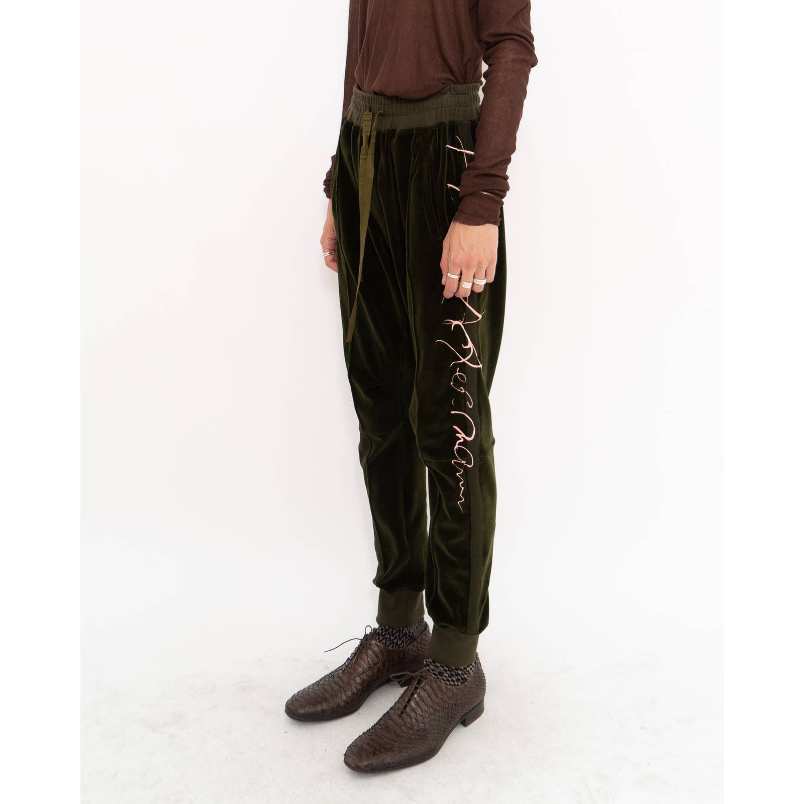 Haider Ackermann FW20 Green Velvet Embroidered Jogger Size US 30 / EU 46 - 2 Thumbnail