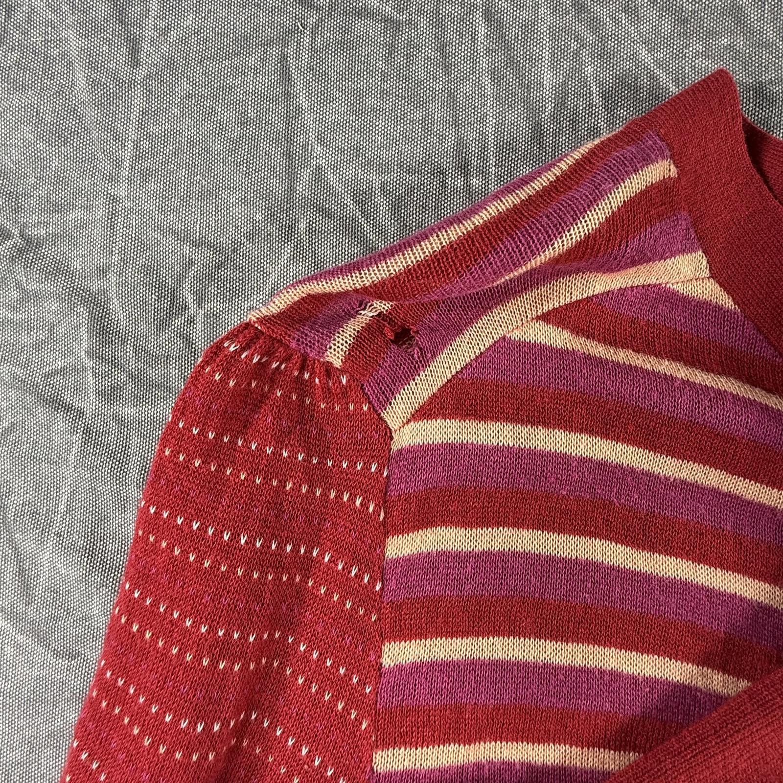 Free People Free People Cardigan Women's L Red Wool Open Neck Bow Size L / US 10 / IT 46 - 2 Thumbnail