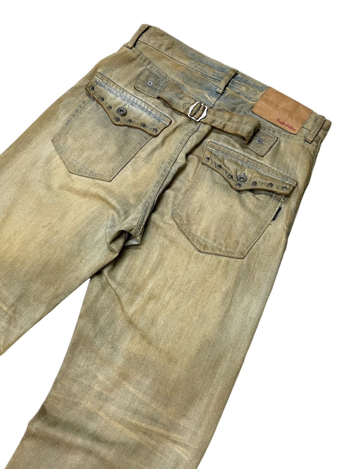 Japanese Brand × Le Grande Bleu (L.G.B.) × Purple Purple & Yellow Pierced Studded Double Knee Muddy Jeans Size US 30 / EU 46 - 11 Thumbnail