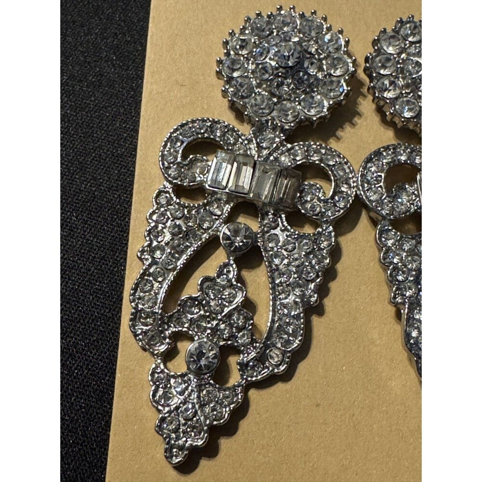 Other Rhinestone Costume Post Earrings 2.5in Size ONE SIZE - 2 Thumbnail