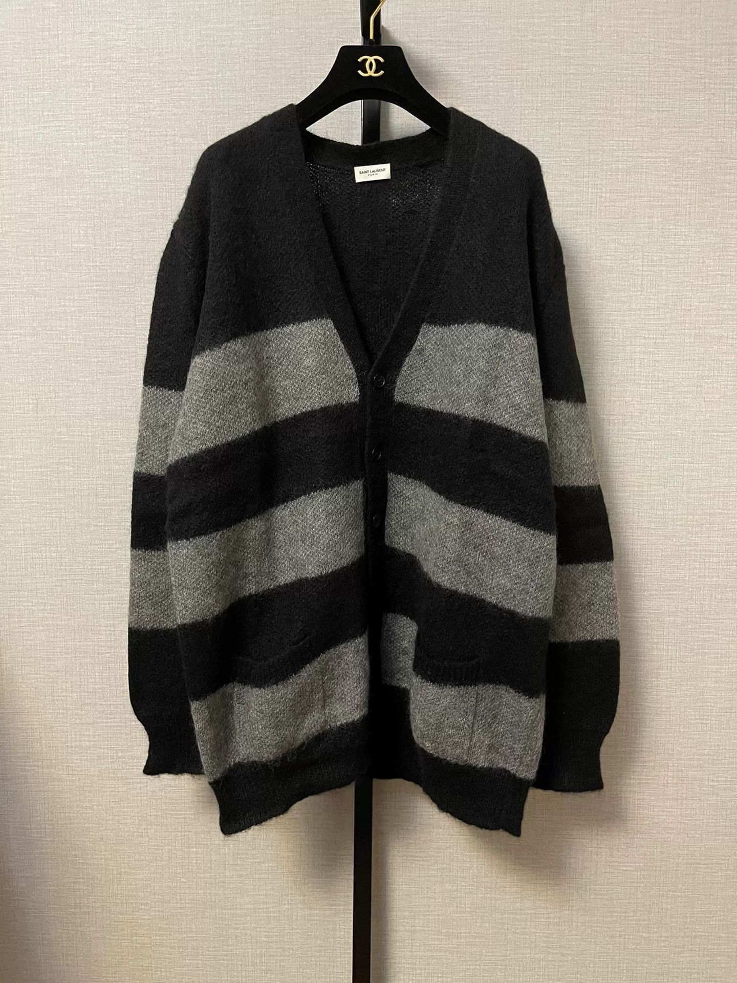 Saint Laurent Paris oversized striped mohair cardigan sweater Size US M / EU 48-50 / 2 - 1 Thumbnail