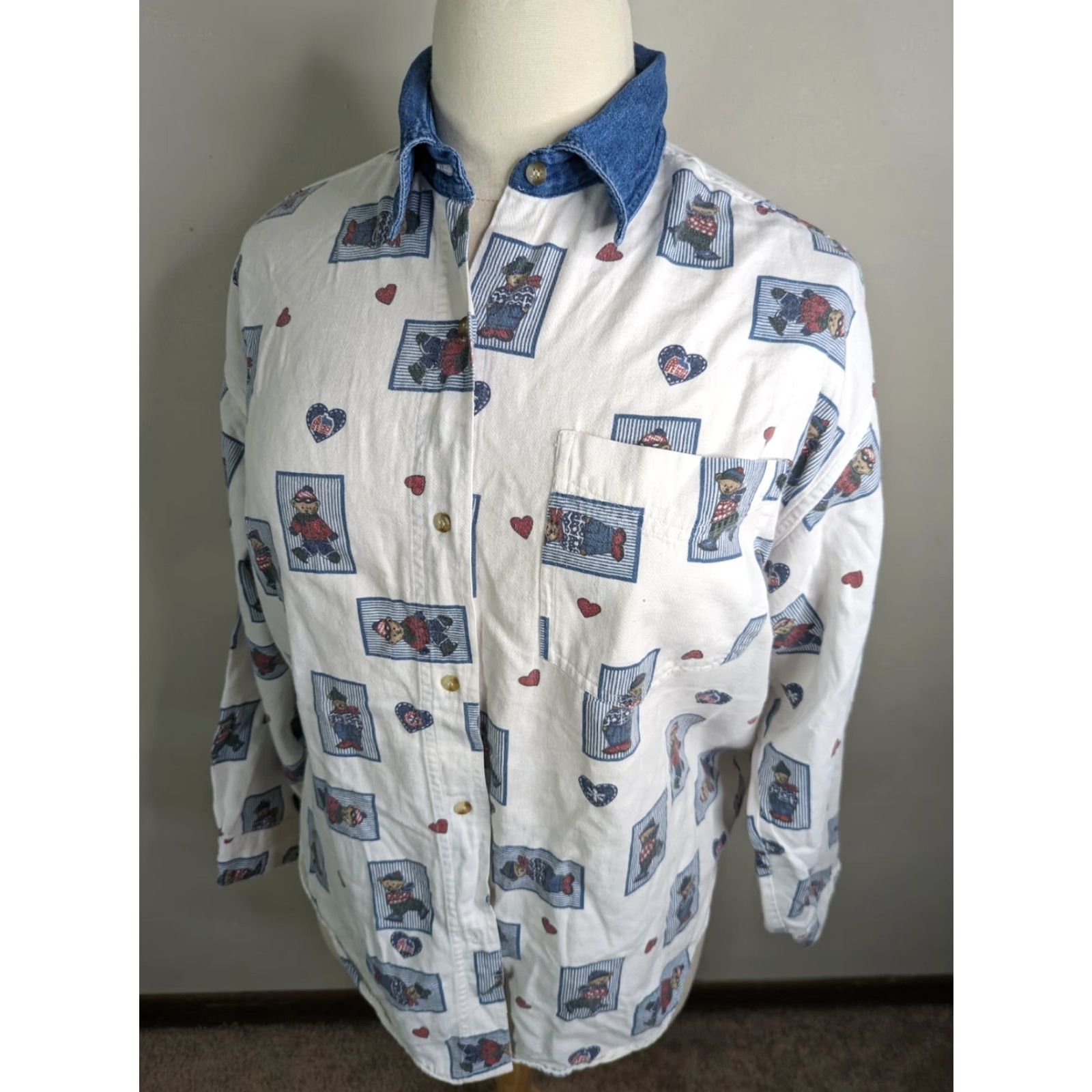Vintage VINTAGE 90S Quizz Plus SHIRT XL TEDDY BEAR PRINT BUTTON UP TOP BLOUSE WOMEN L3S Size XL / US 12-14 / IT 48-50 - 3 Thumbnail